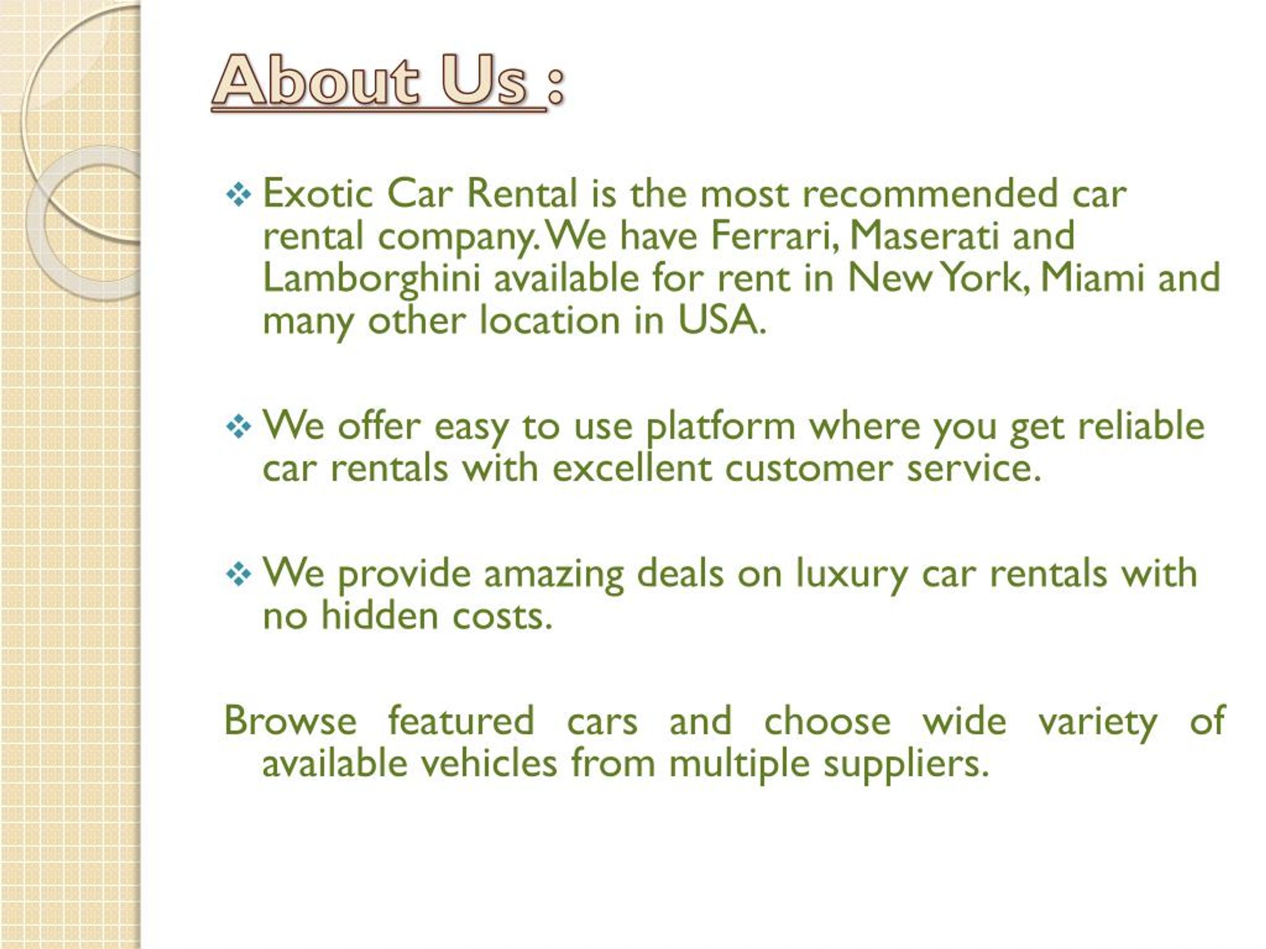 PPT Exotic Car Rental Austin, Texas PowerPoint Presentation, free