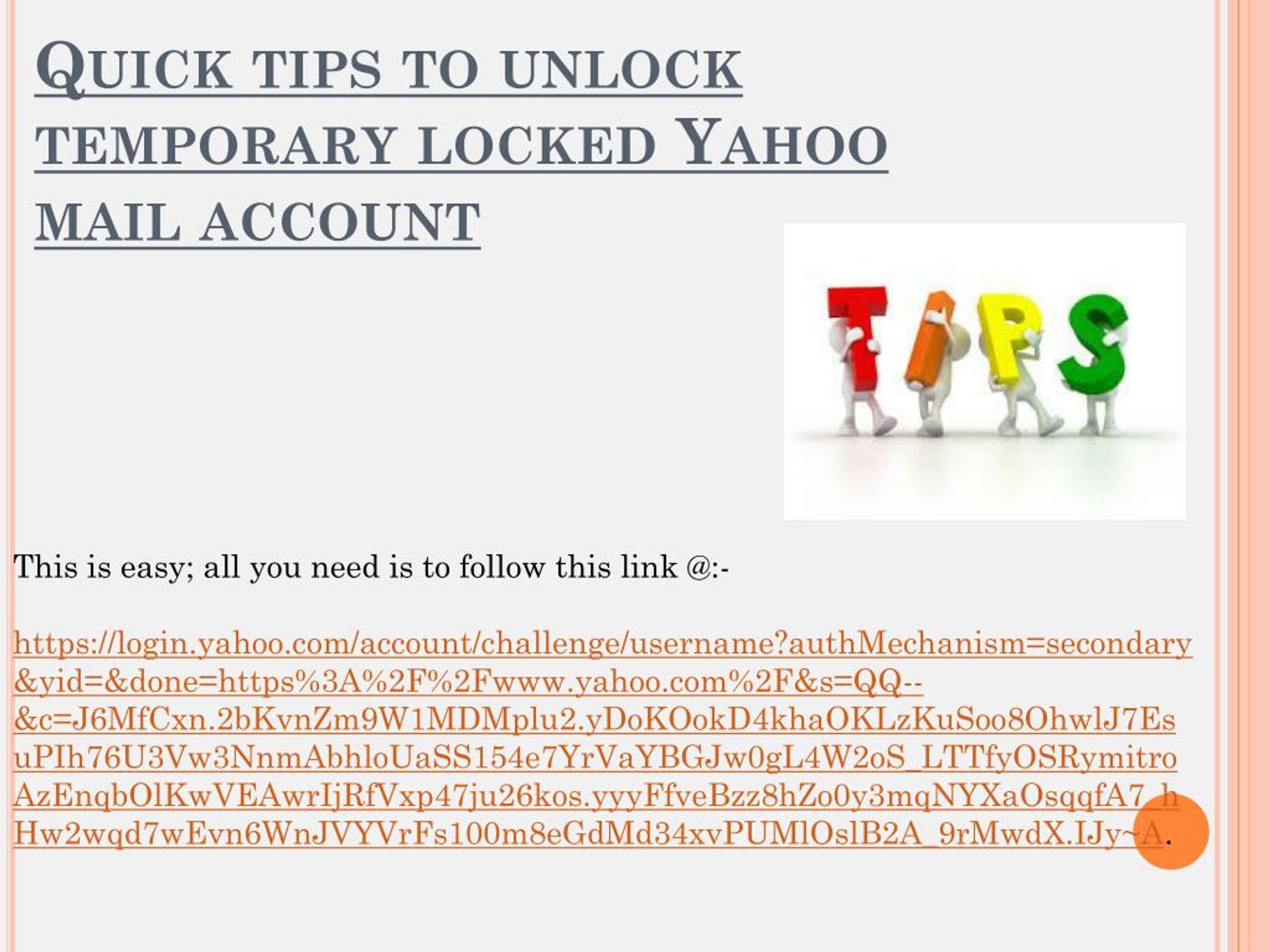 PPT Steps to instantly unlock temporary locked yahoo mail account