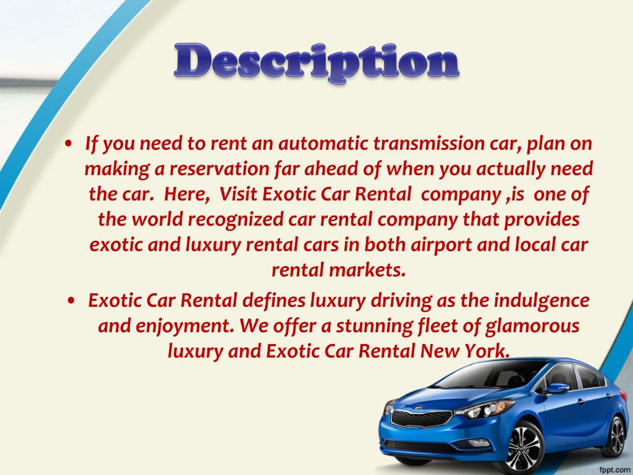 PPT Exotic Car Rental New York PowerPoint Presentation, free download