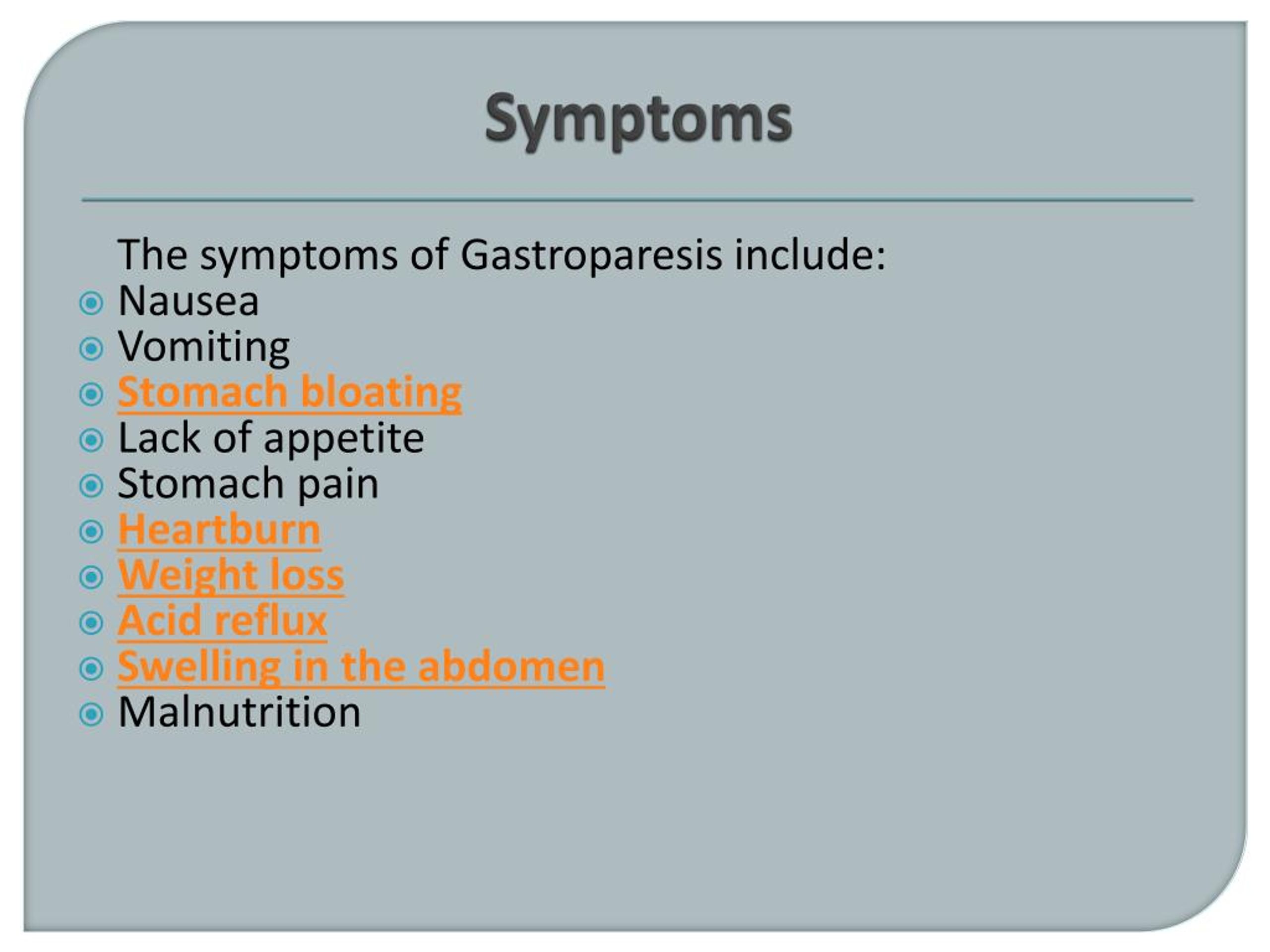 PPT Gastroparesis Causes, Symptoms, Diagnosis and Treatment