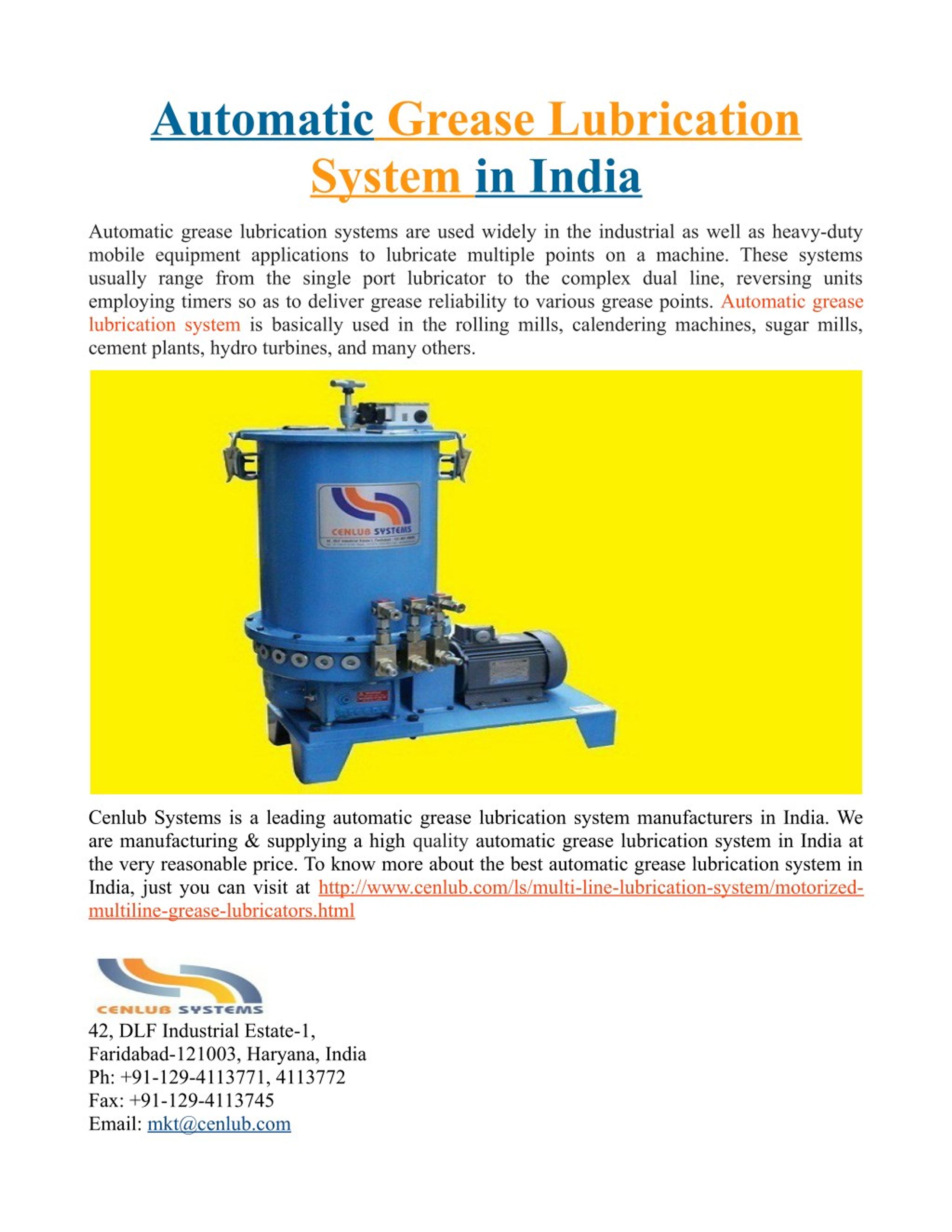 PPT Automatic Grease Lubrication System in India PowerPoint Presentation ID7642805