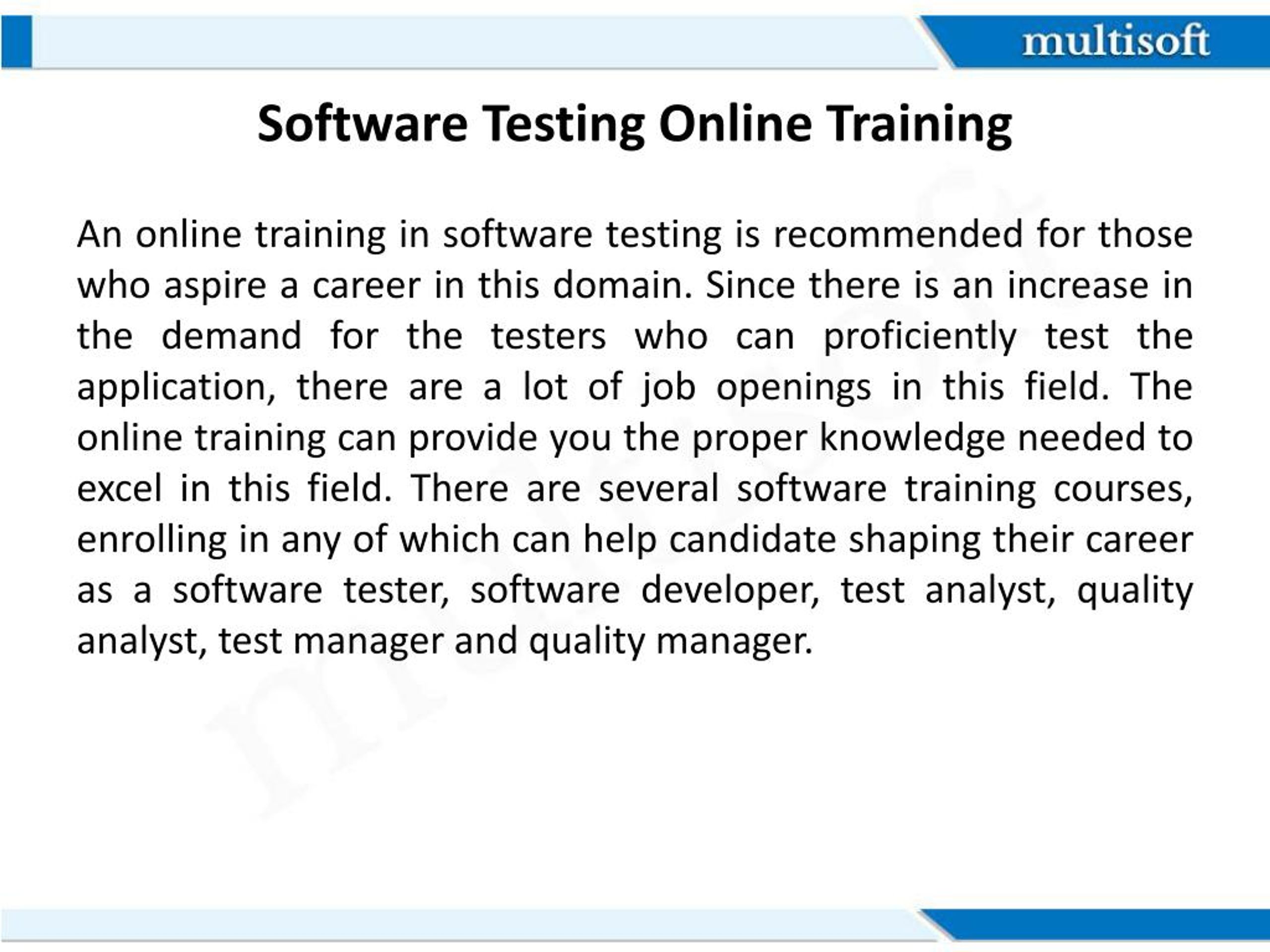 PPT Online Software Testing Course PowerPoint Presentation, free
