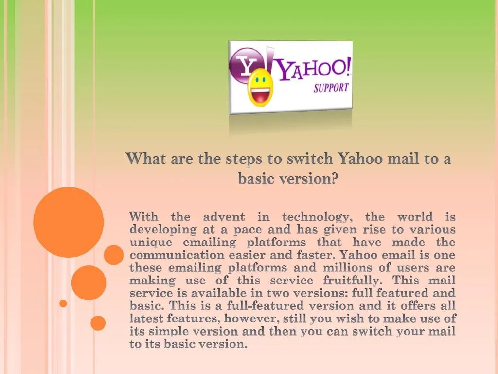 PPT What are the steps to switch Yahoo mail to a basic version