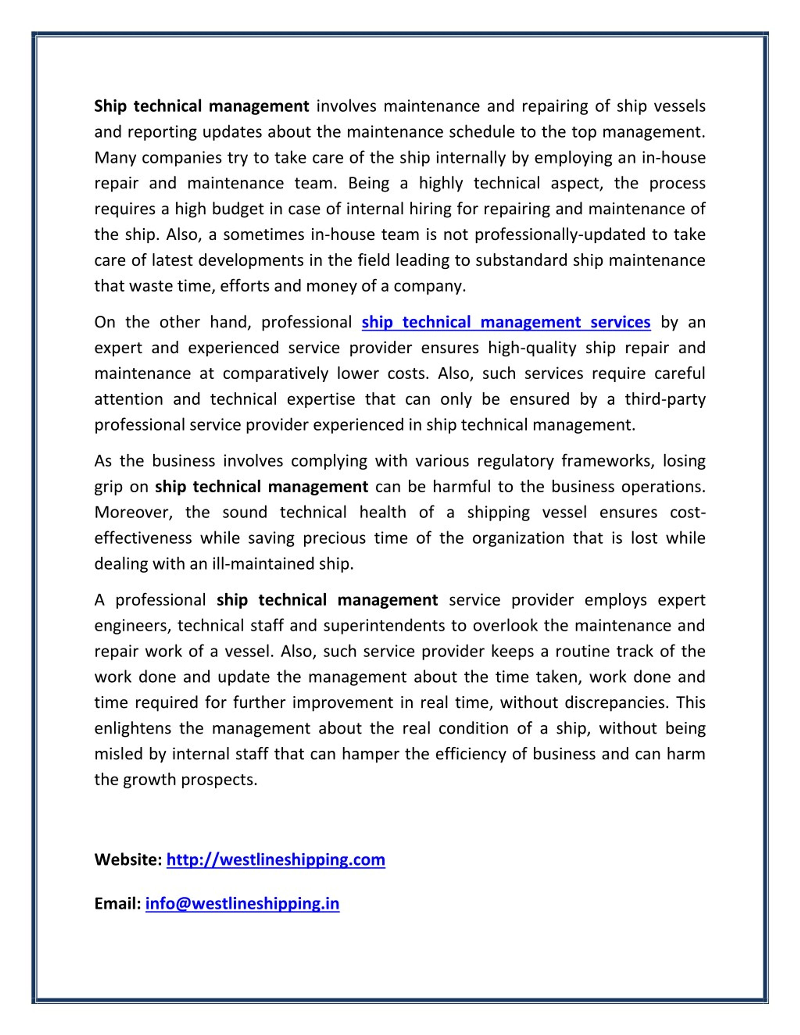 PPT Ship Technical Management Service Helps You To Get Best