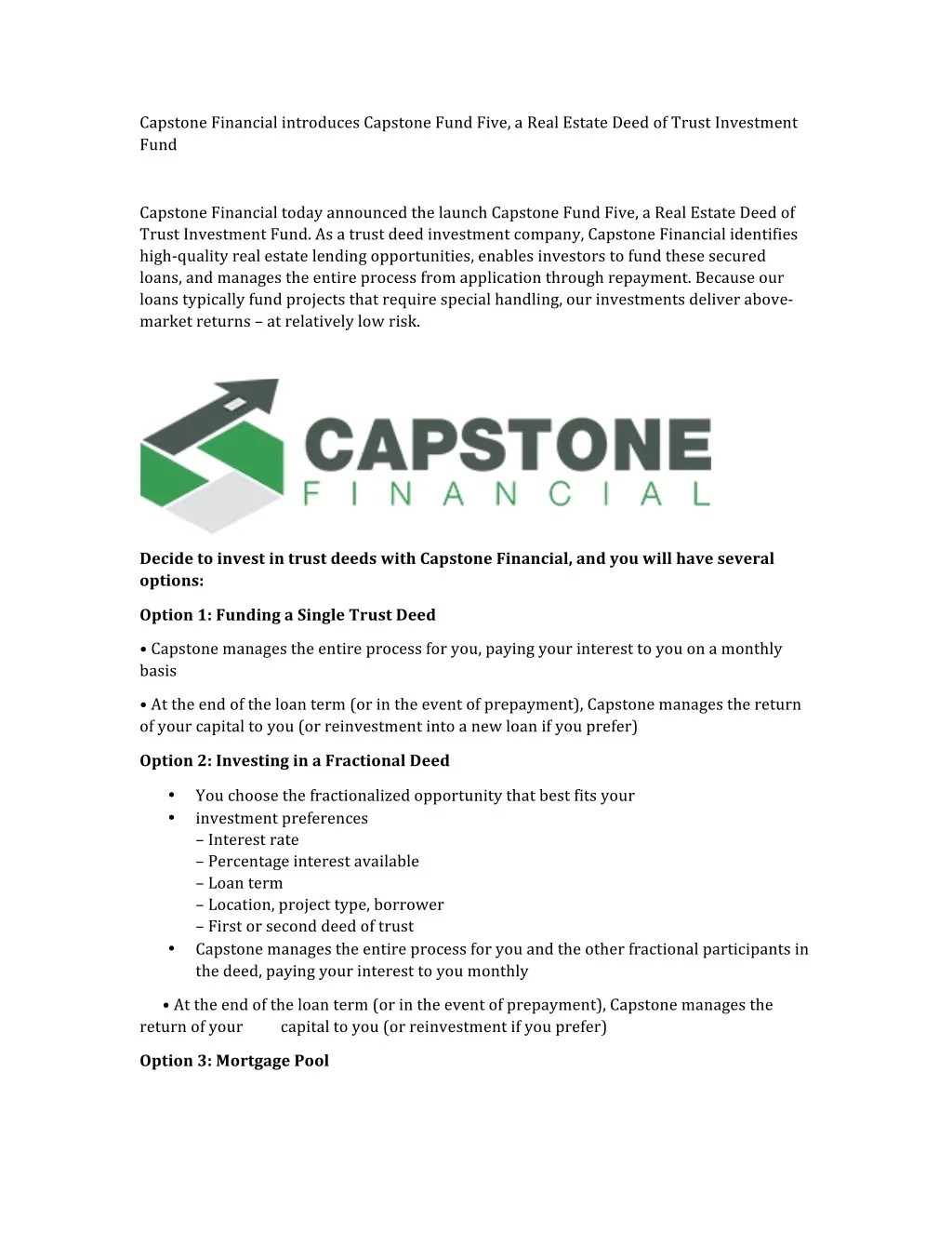 PPT Capstone Financial Arizona Real Estate Investment Hard Money