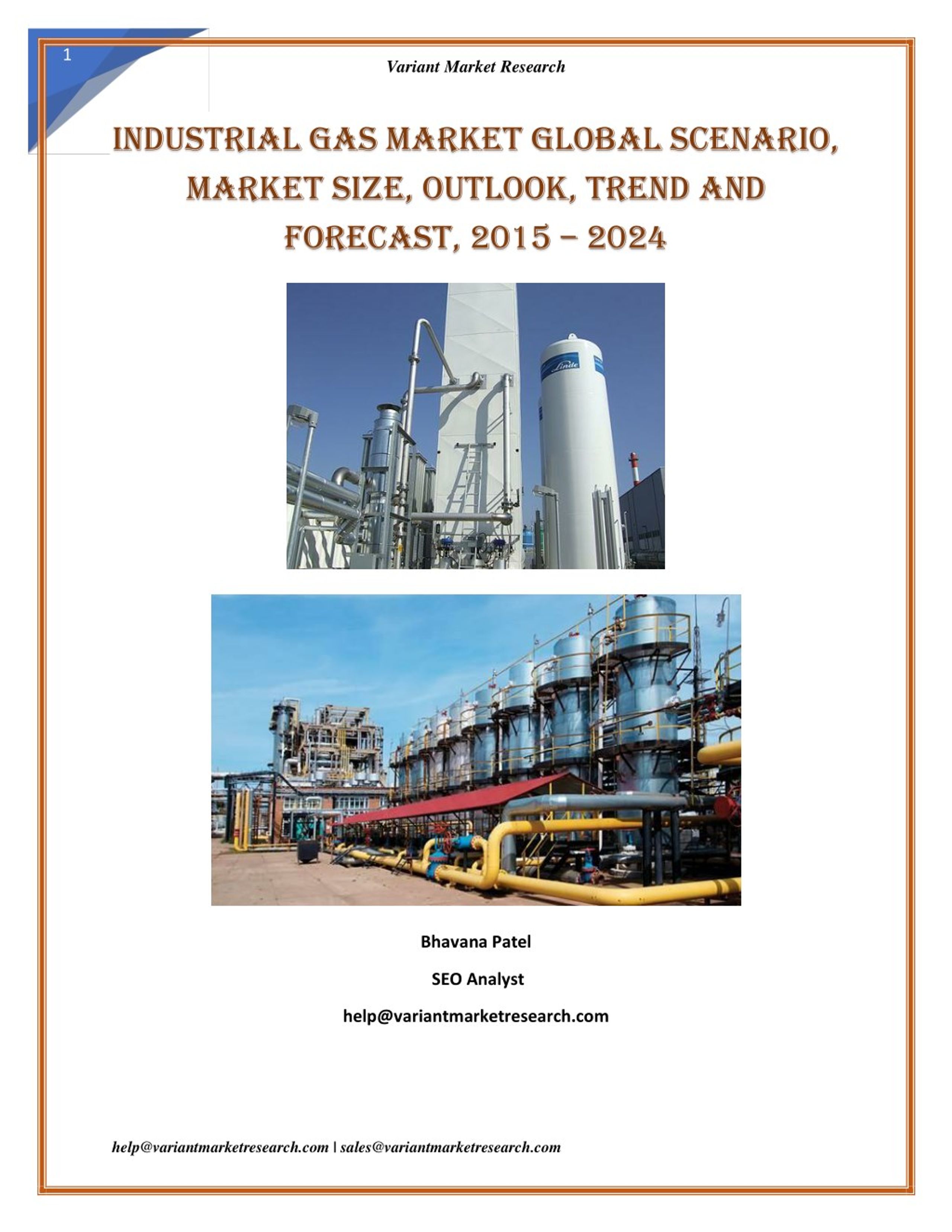 PPT Industrial Gas Market, Growth and Forecast up, 20152024 by