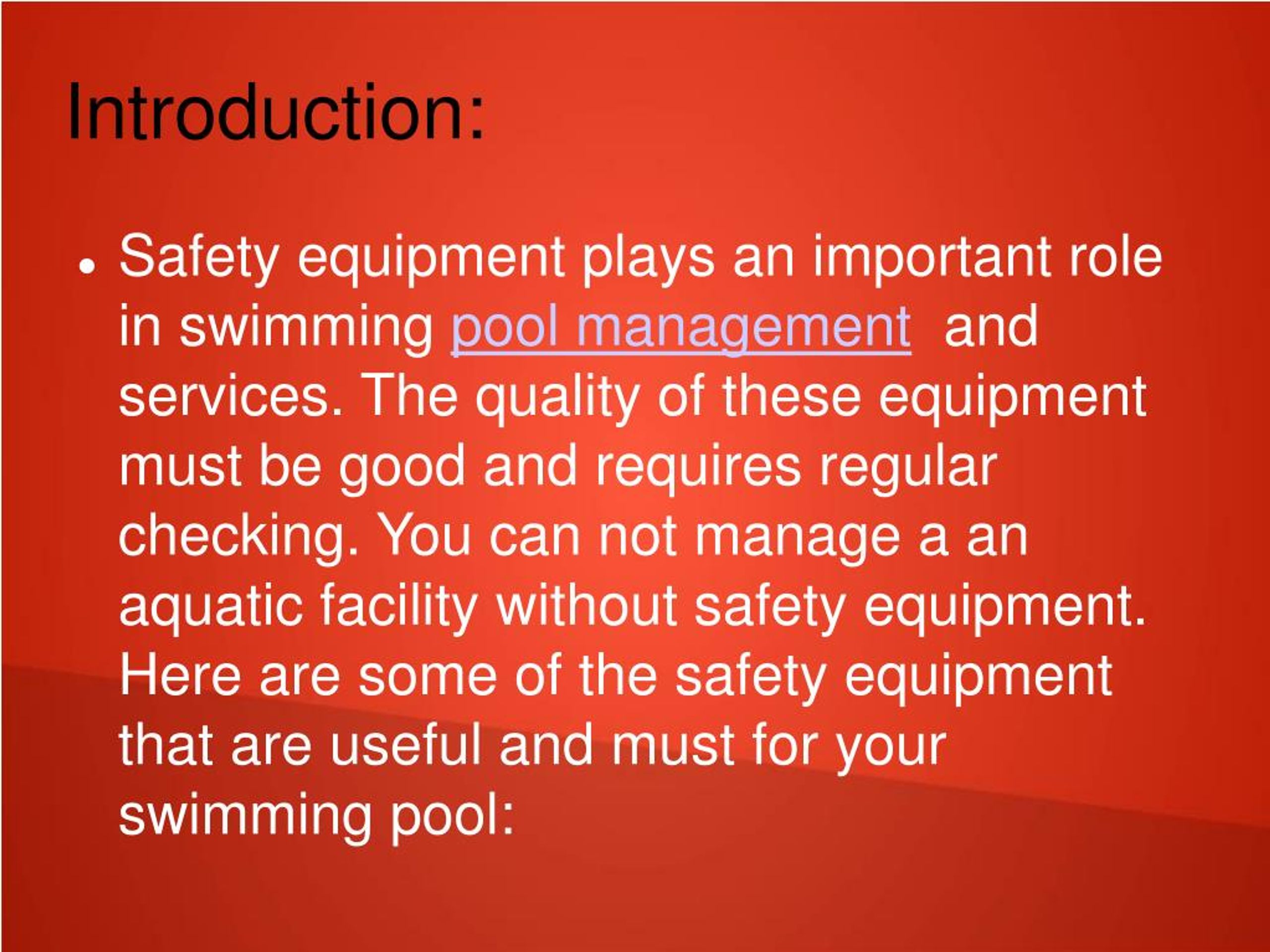 PPT Swimming Pool Safety Equipment PowerPoint Presentation, free