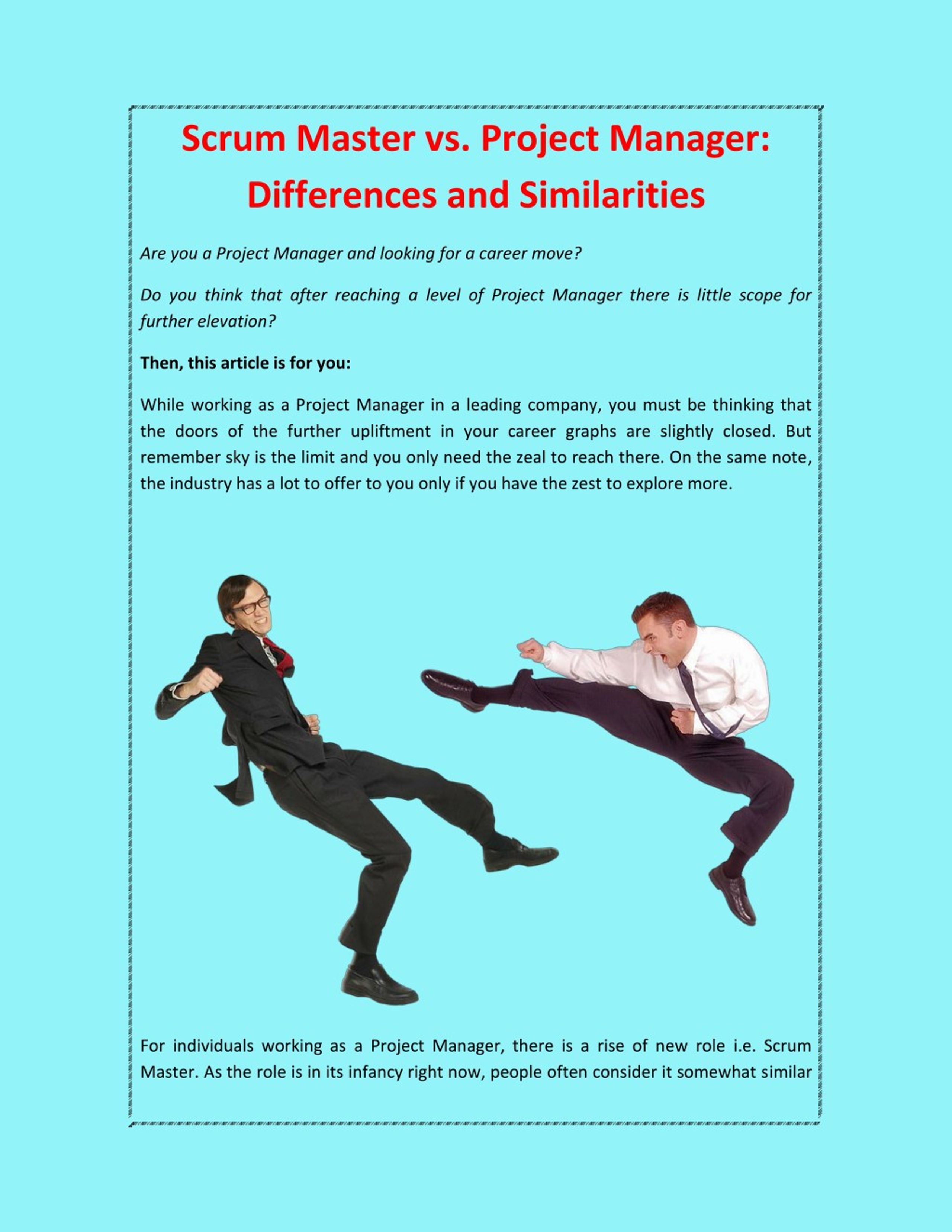 PPT Scrum Master vs. Project Manager Differences and Similarities