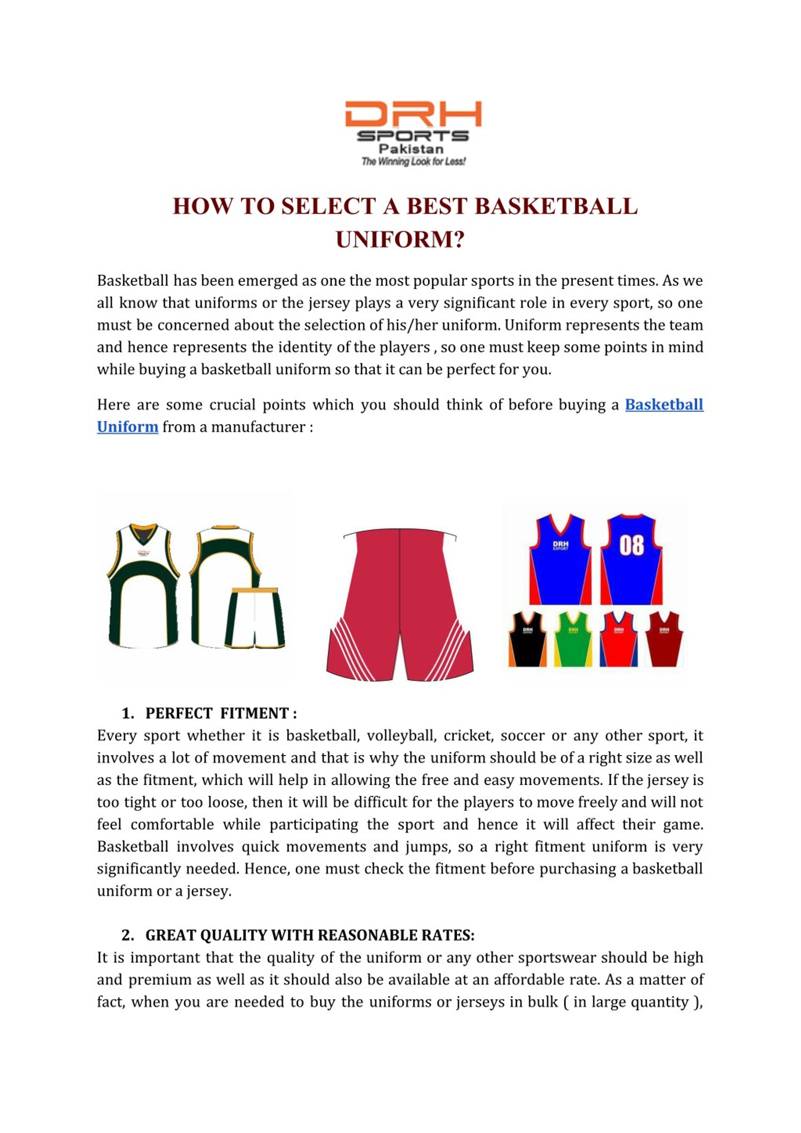 PPT HOW TO SELECT THE BEST BASKETBALL UNIFORM PowerPoint Presentation