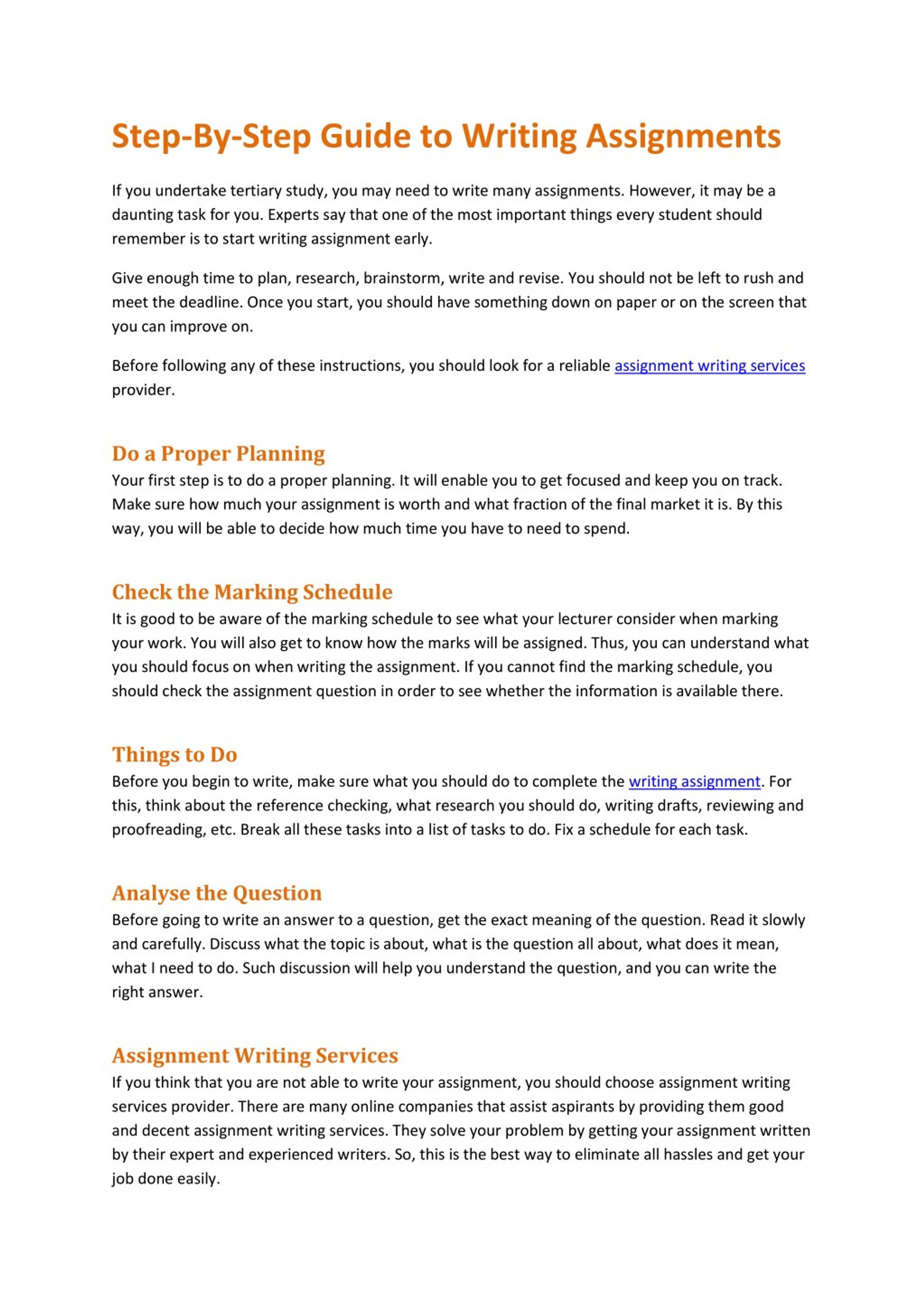 PPT StepByStep Guide to Writing Assignments PowerPoint Presentation