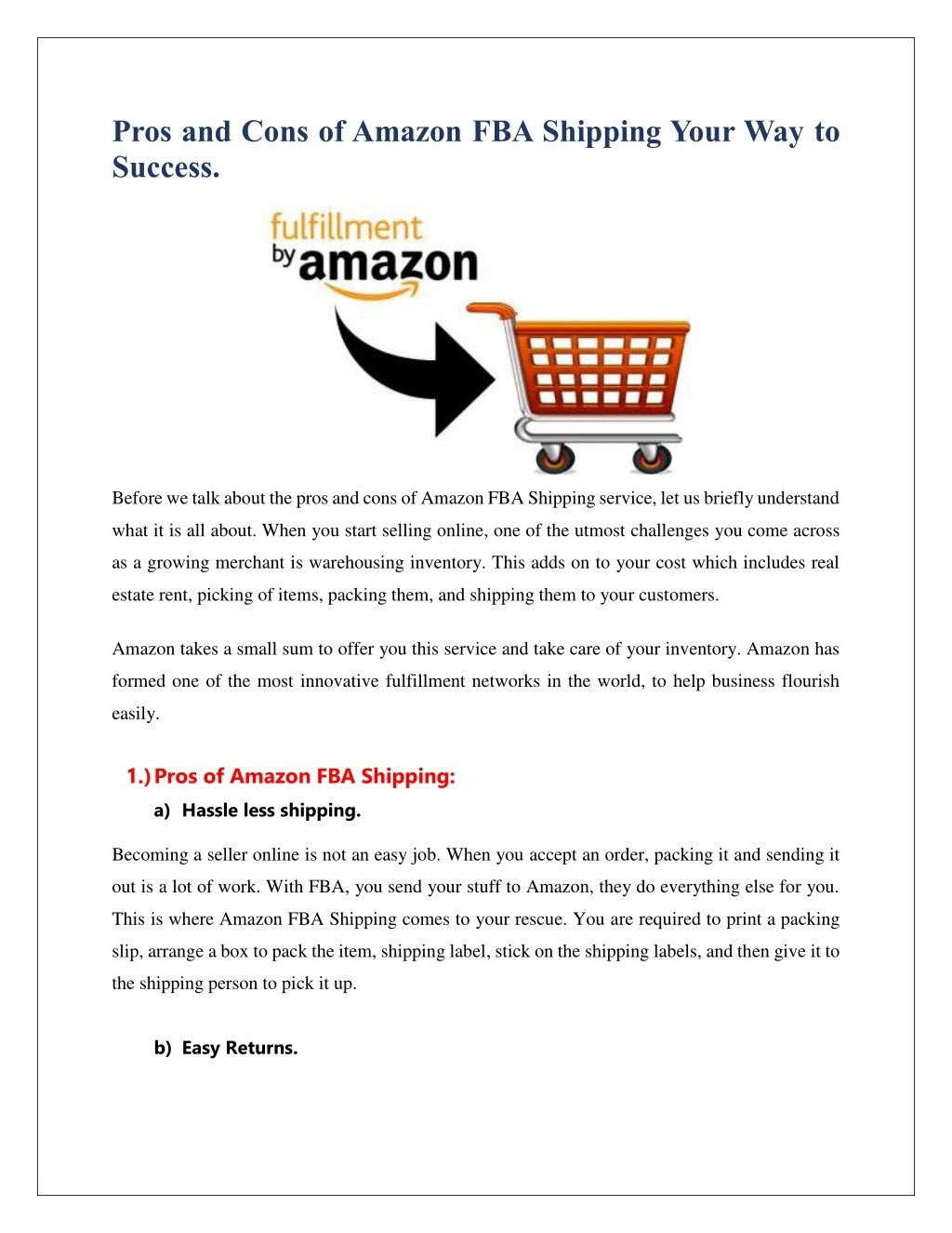 PPT Pros and Cons of Amazon FBA Shipping Your Way to Success
