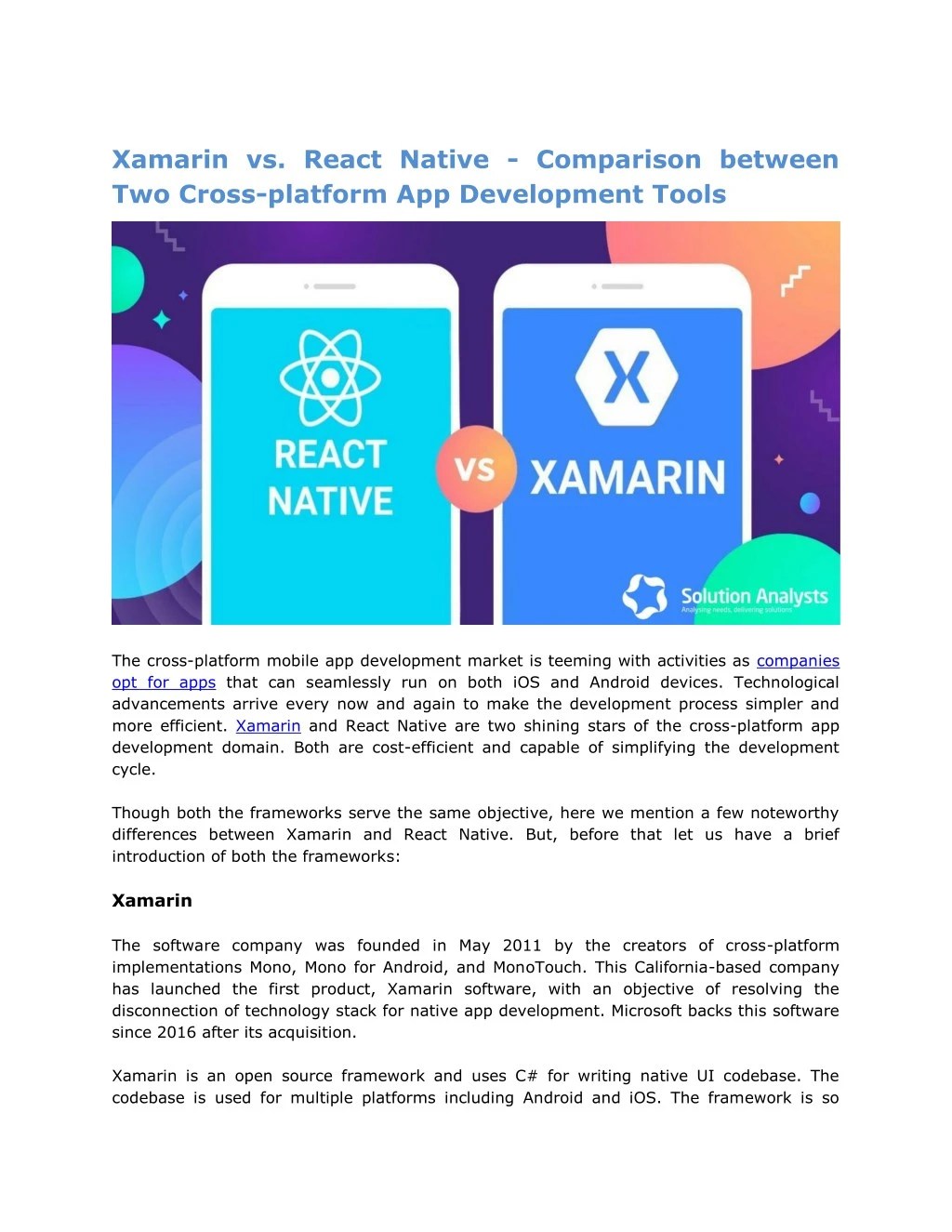 PPT Xamarin vs. React Native PowerPoint Presentation