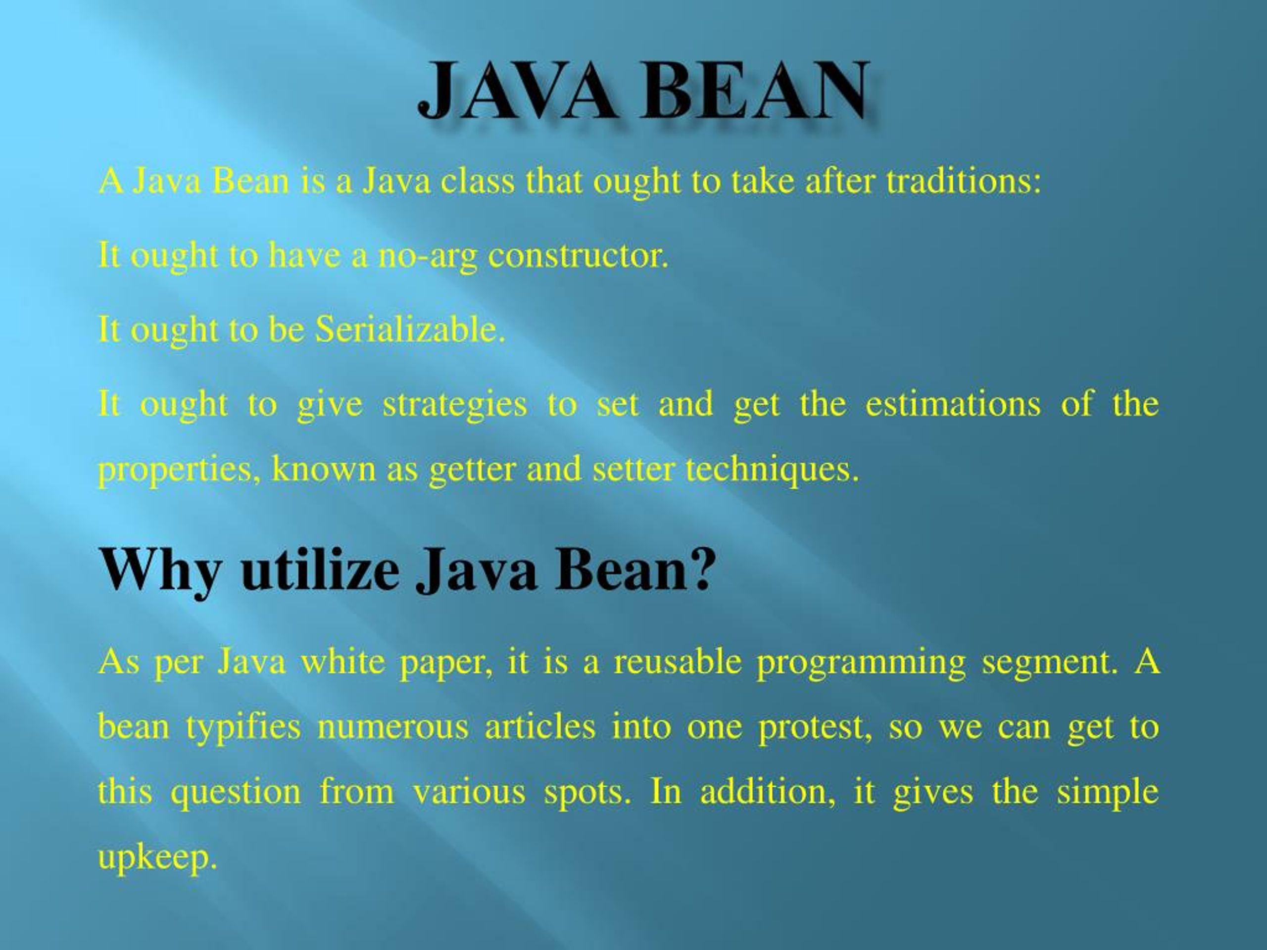 PPT Java Bean PowerPoint Presentation, free download ID7863063