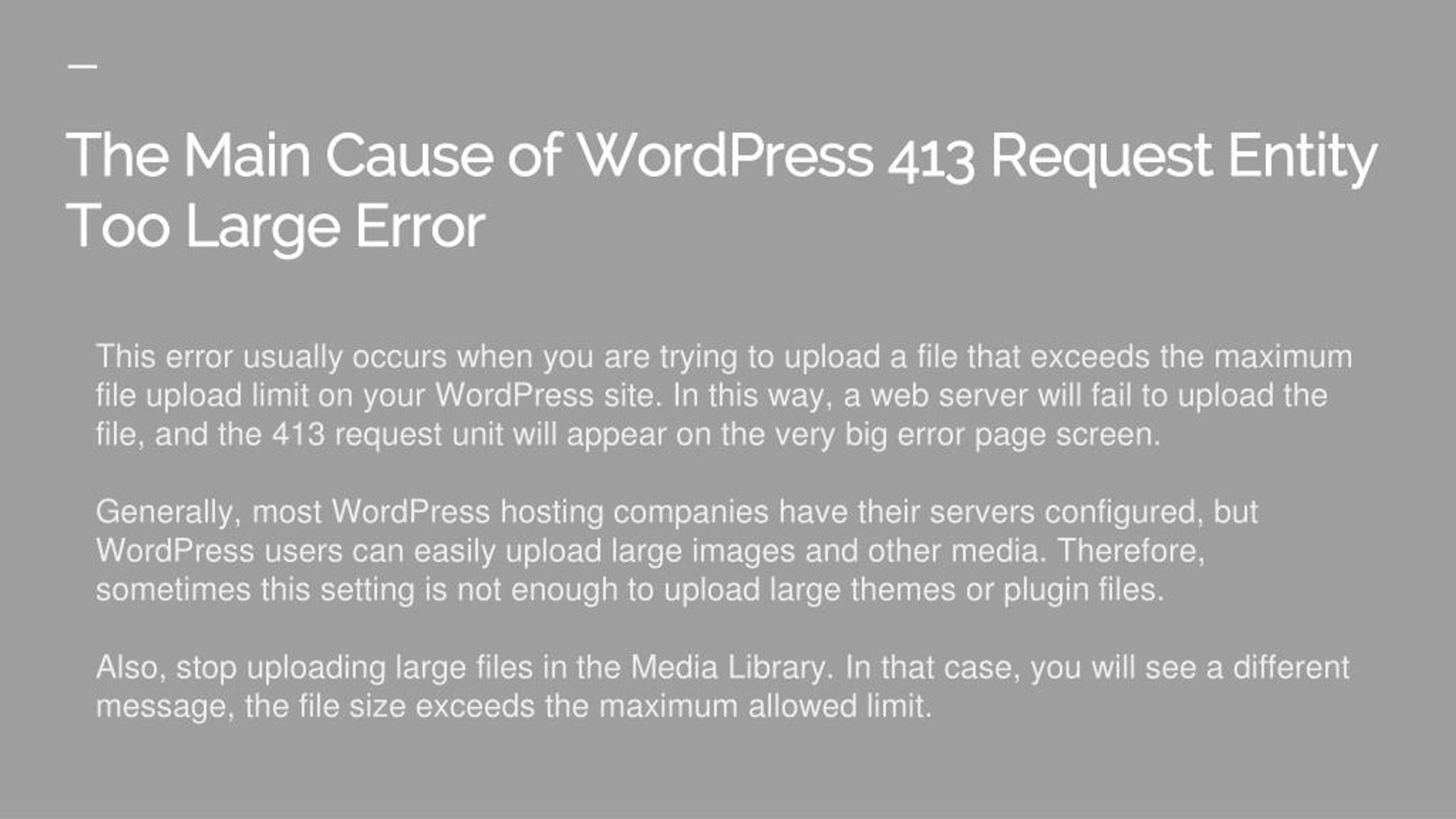 PPT How to fix 413 request entity too large error in WordPress