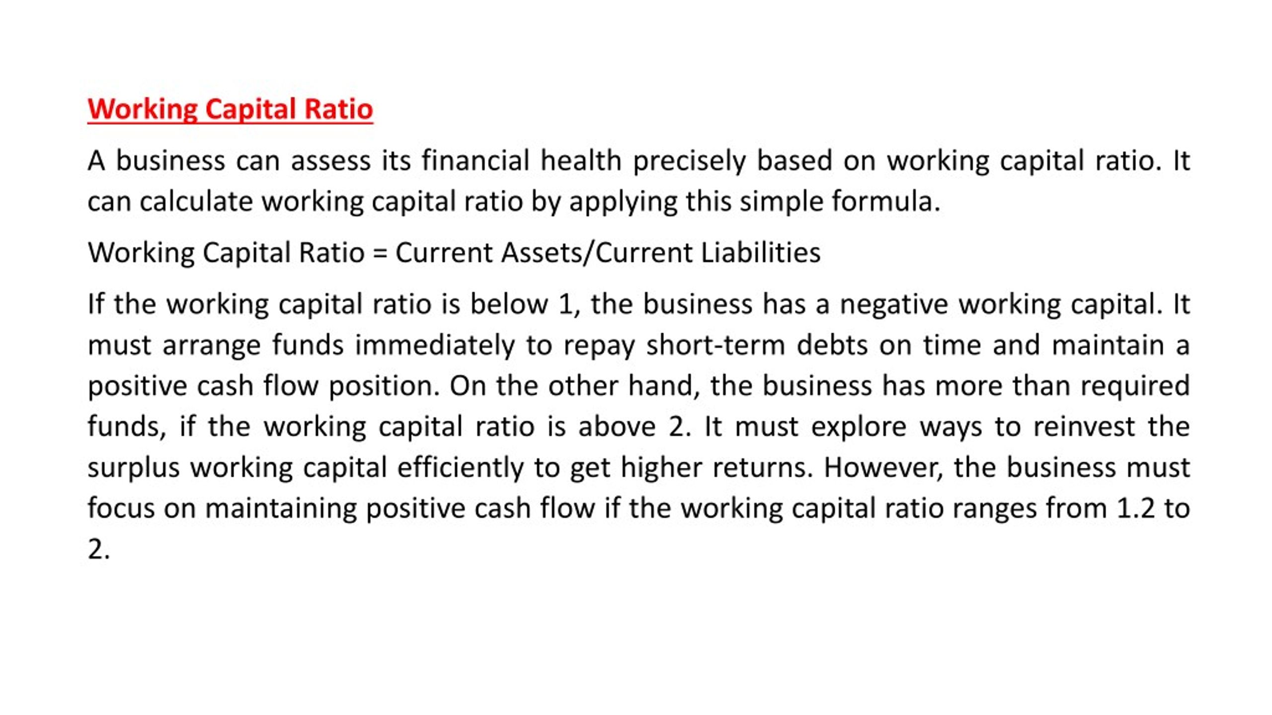 オリジナル Working Capital Ratio Formula シモレン