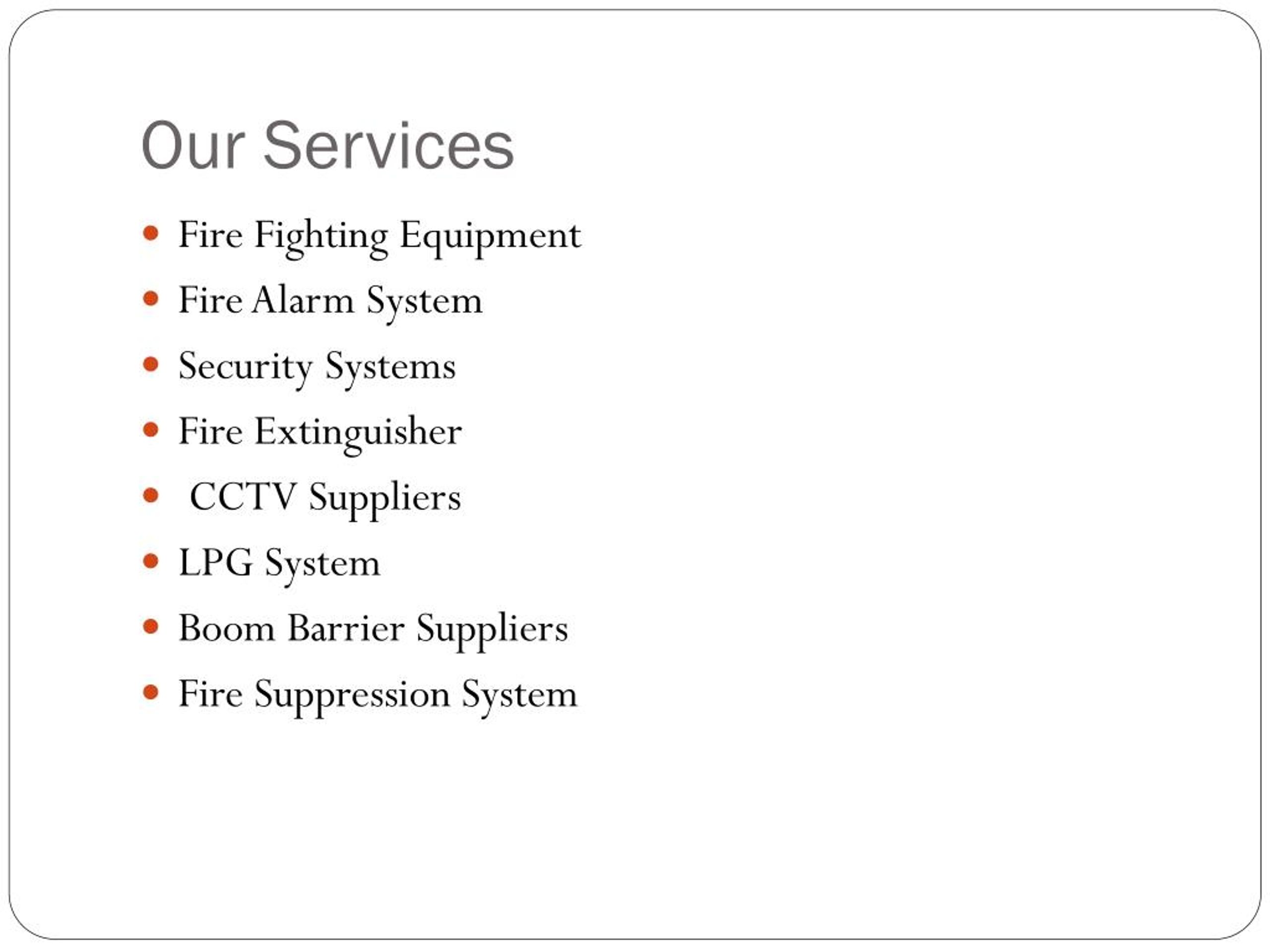 PPT Fire Contractors in OmanFire Fighting Equipment Suppliers