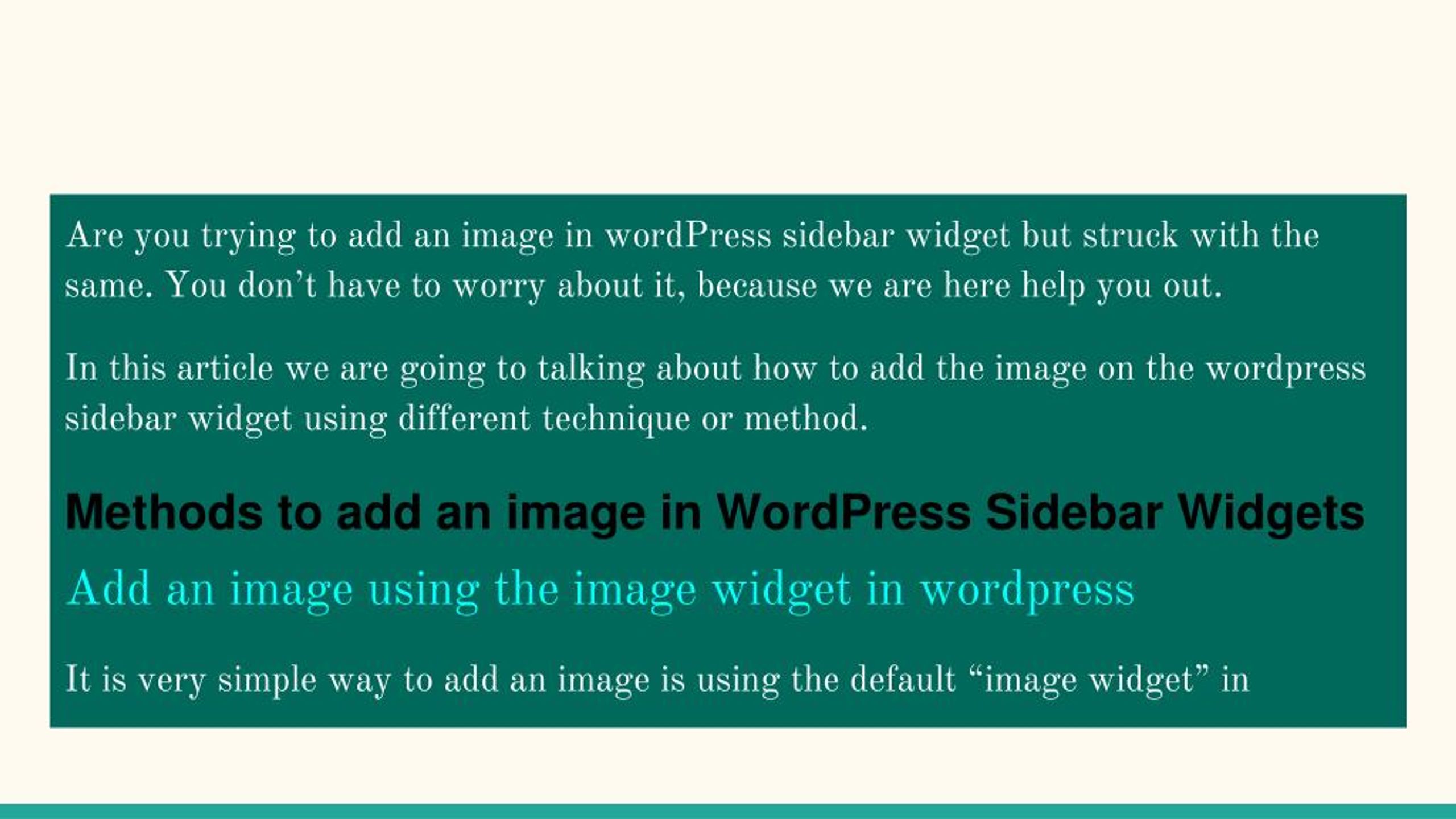 PPT Add an Image in WordPress Sidebar Widget PowerPoint Presentation