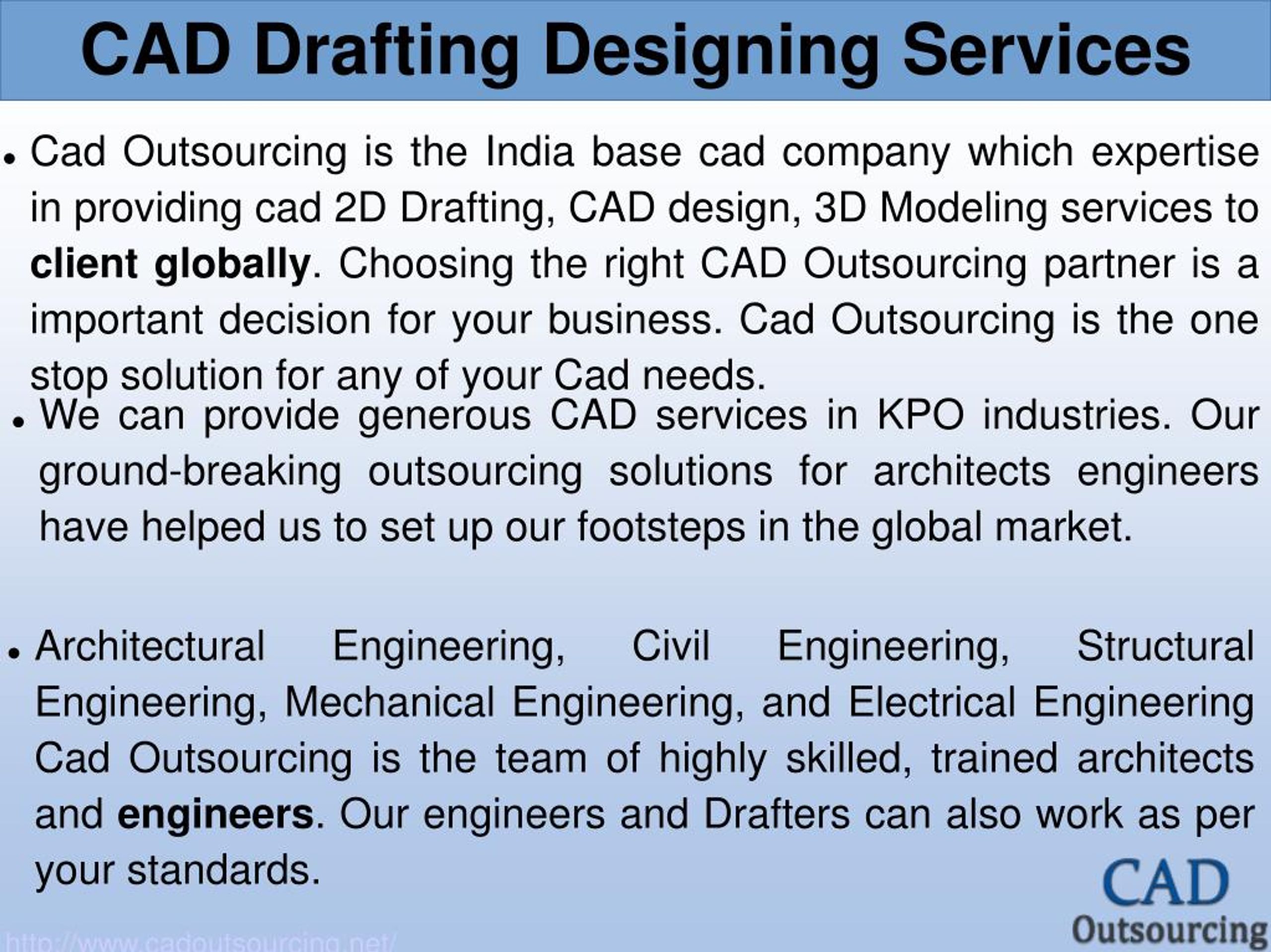 PPT CAD Outsourcing Services CAD Outsourcing PowerPoint