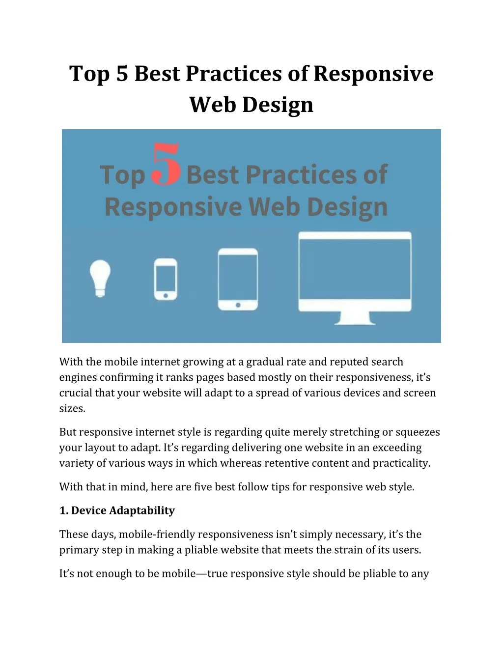 PPT Top 5 Best Practices of Responsive Design PowerPoint