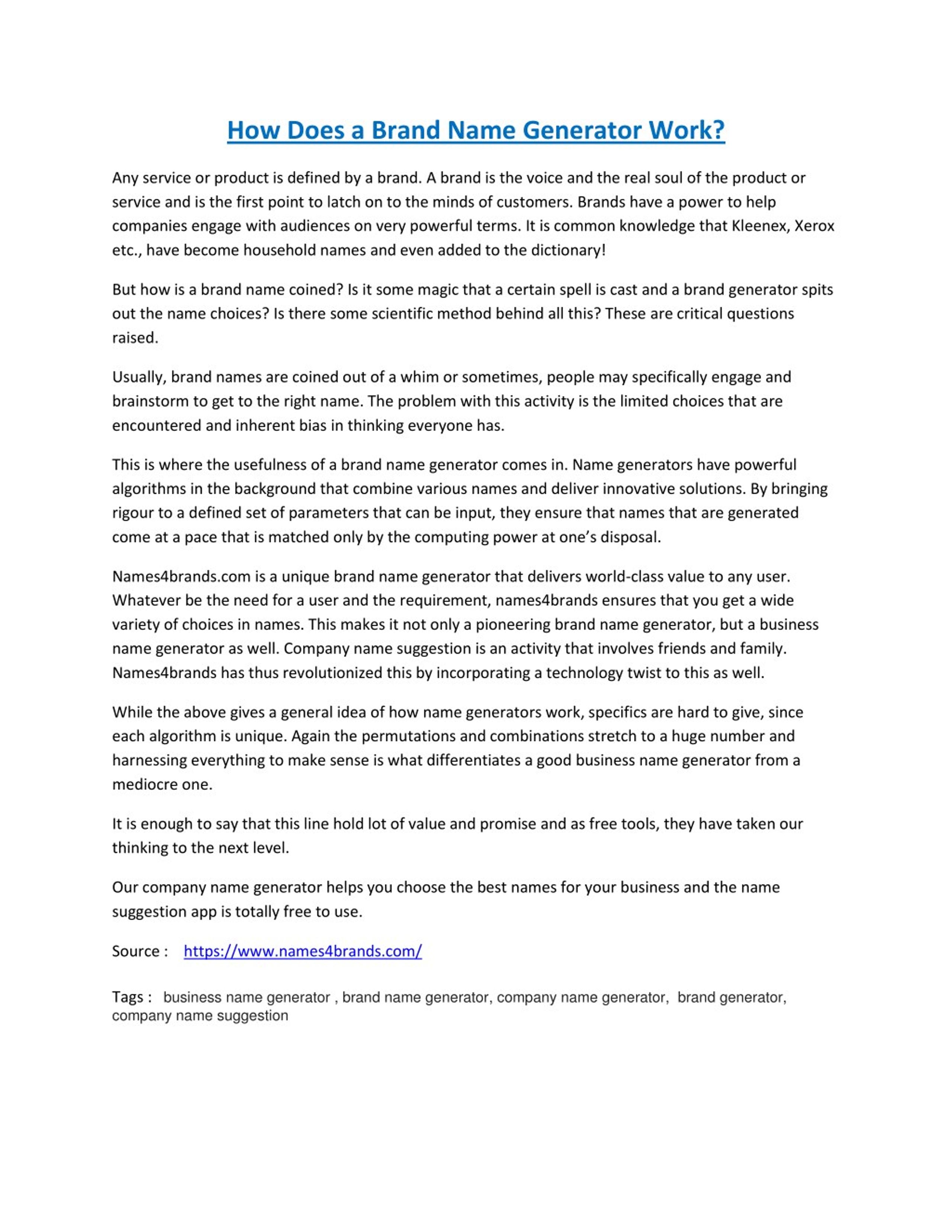 PPT How Does a Brand Name Generator Work? PowerPoint Presentation