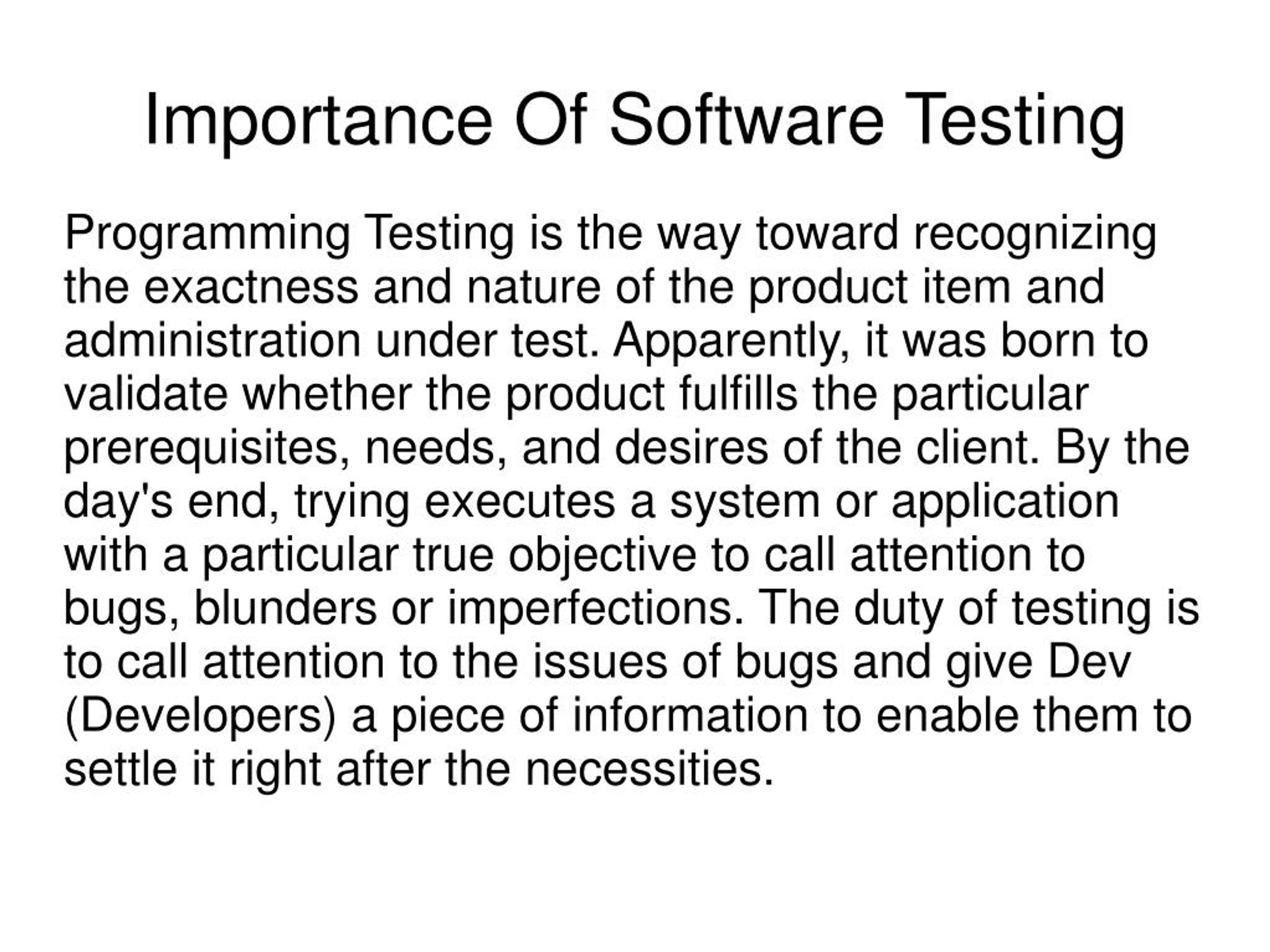 PPT Importance Of Software Testing PowerPoint Presentation, free