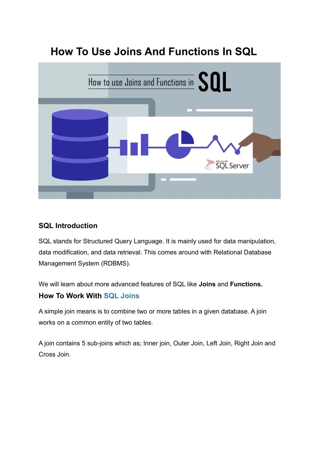 PPT How To Use Joins And Functions In SQL PowerPoint Presentation