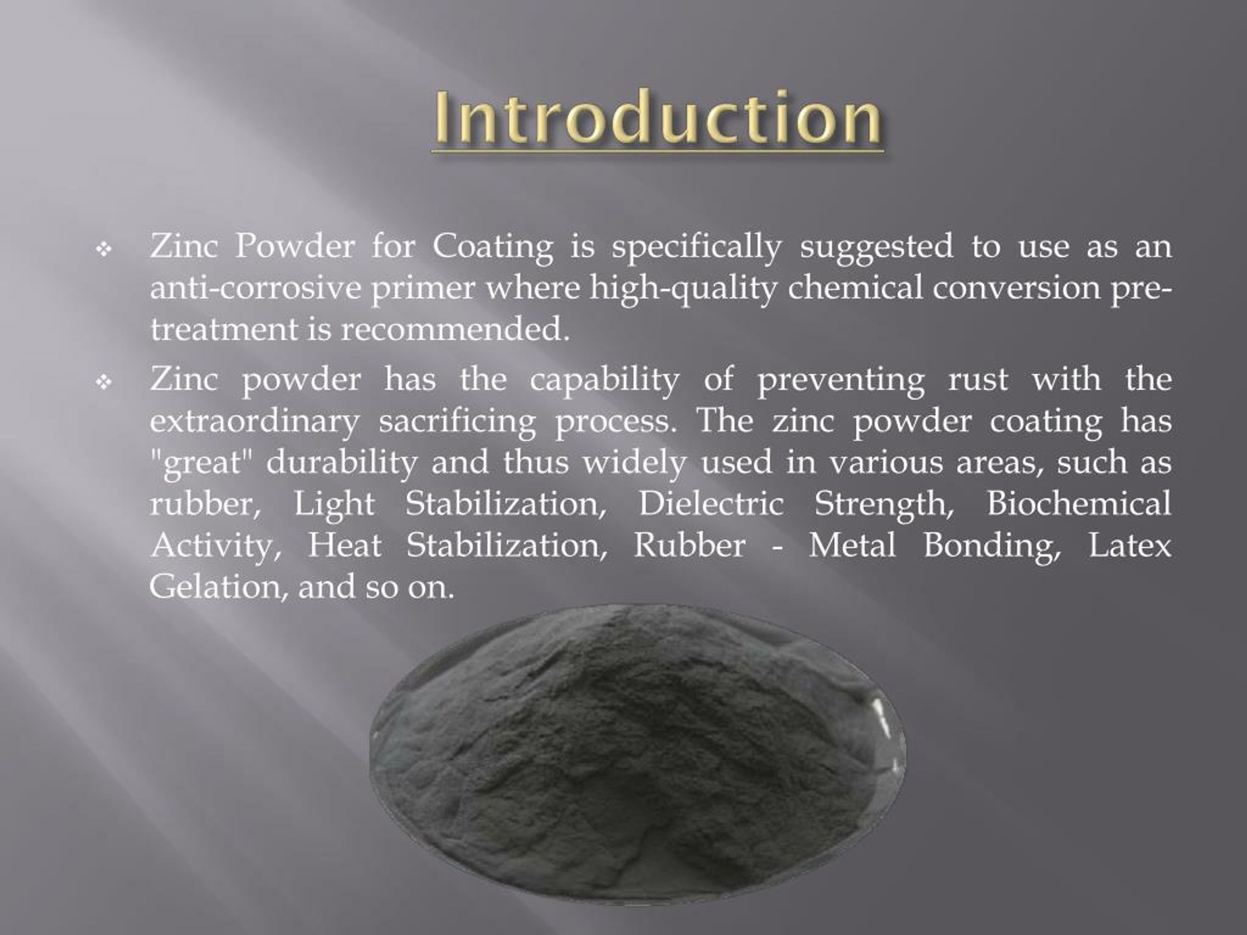 PPT Zinc Powder for Coating Protective Primer on Metal Surfaces