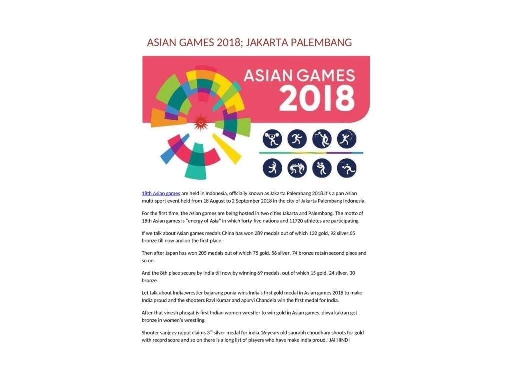 Kliping Asian Games 2018 Jakarta Palembang Ilustrasi