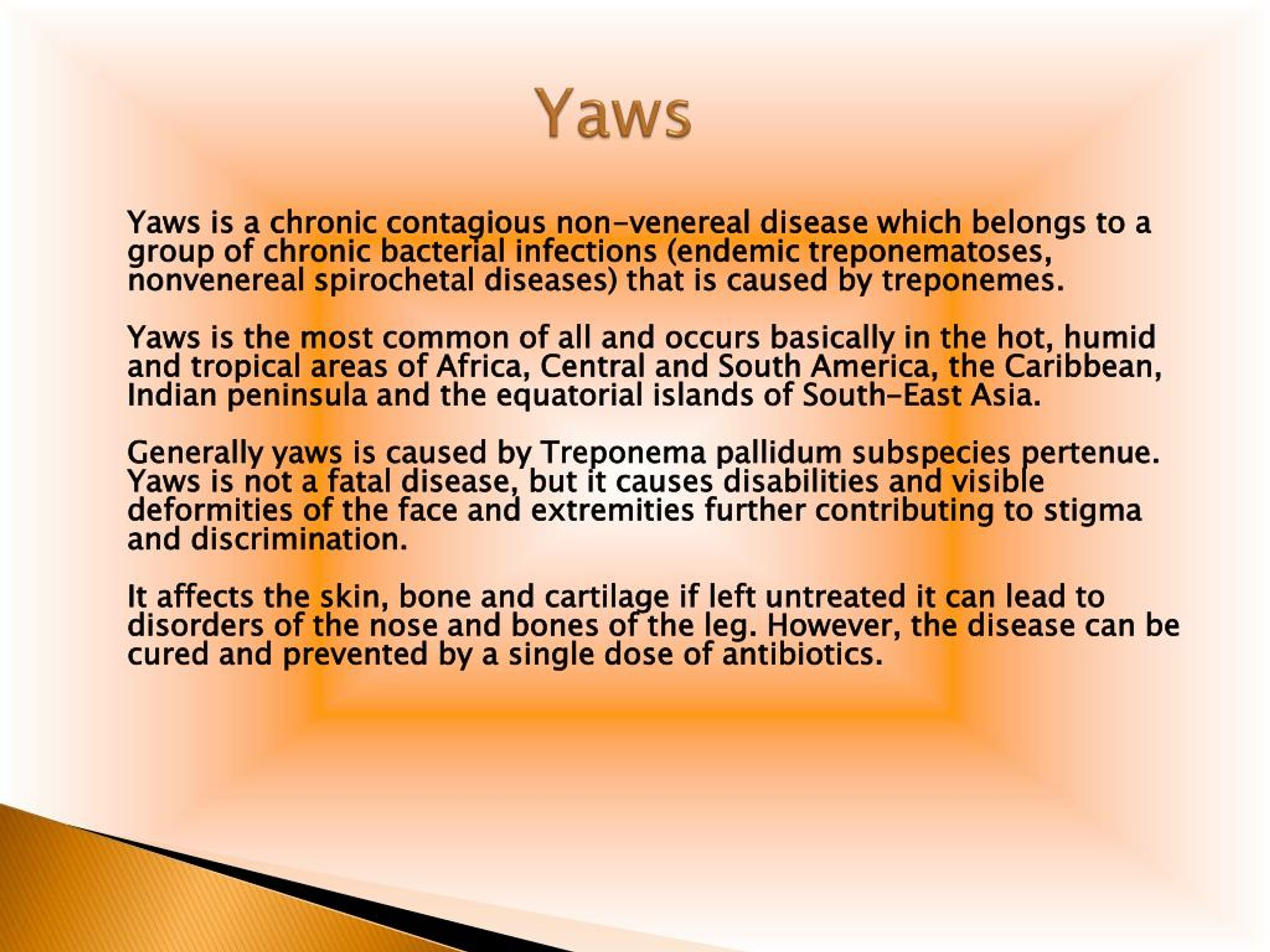 PPT Yaws Causes, Symptoms, Daignosis, Prevention and Treatment