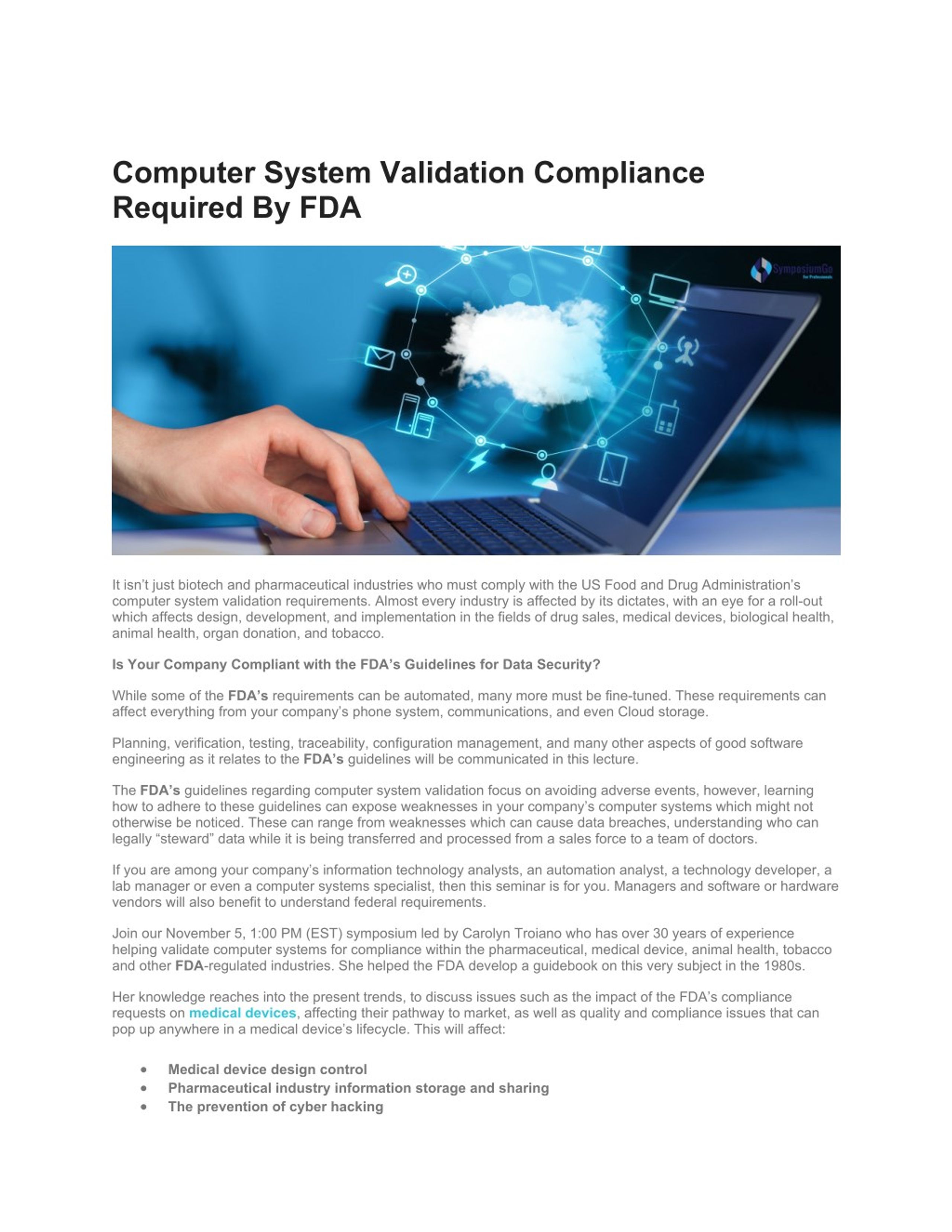 PPT Computer System Validation Compliance Required by FDA PowerPoint