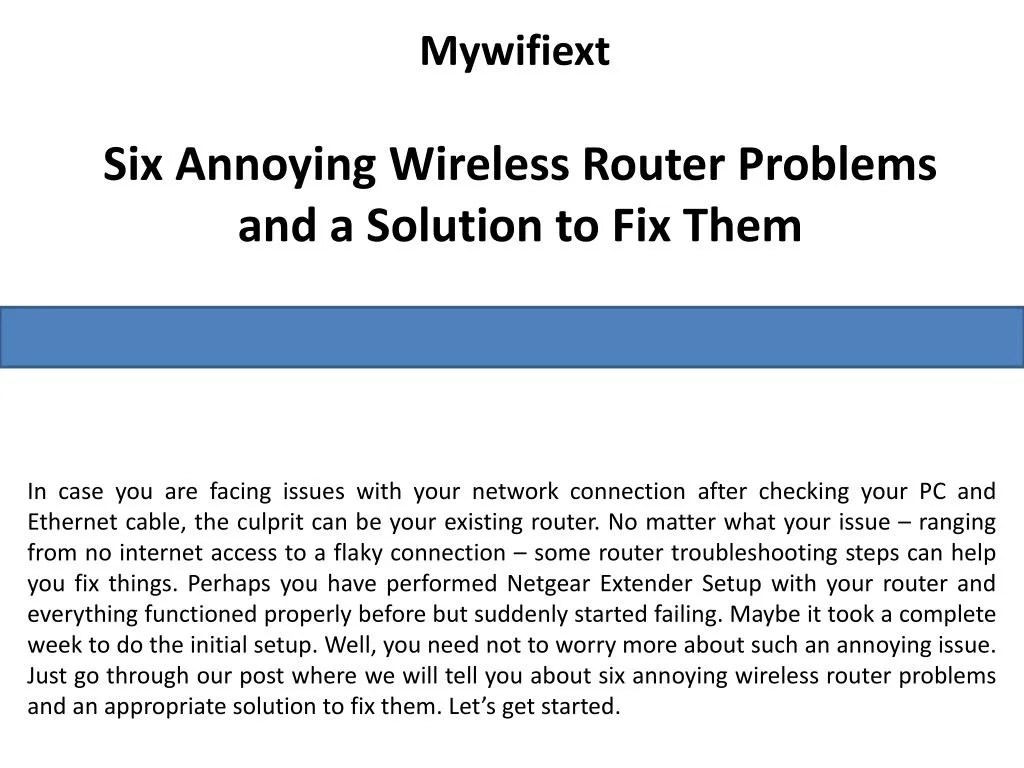 PPT Six Annoying Wireless Router Problems and a Solution to Fix Them