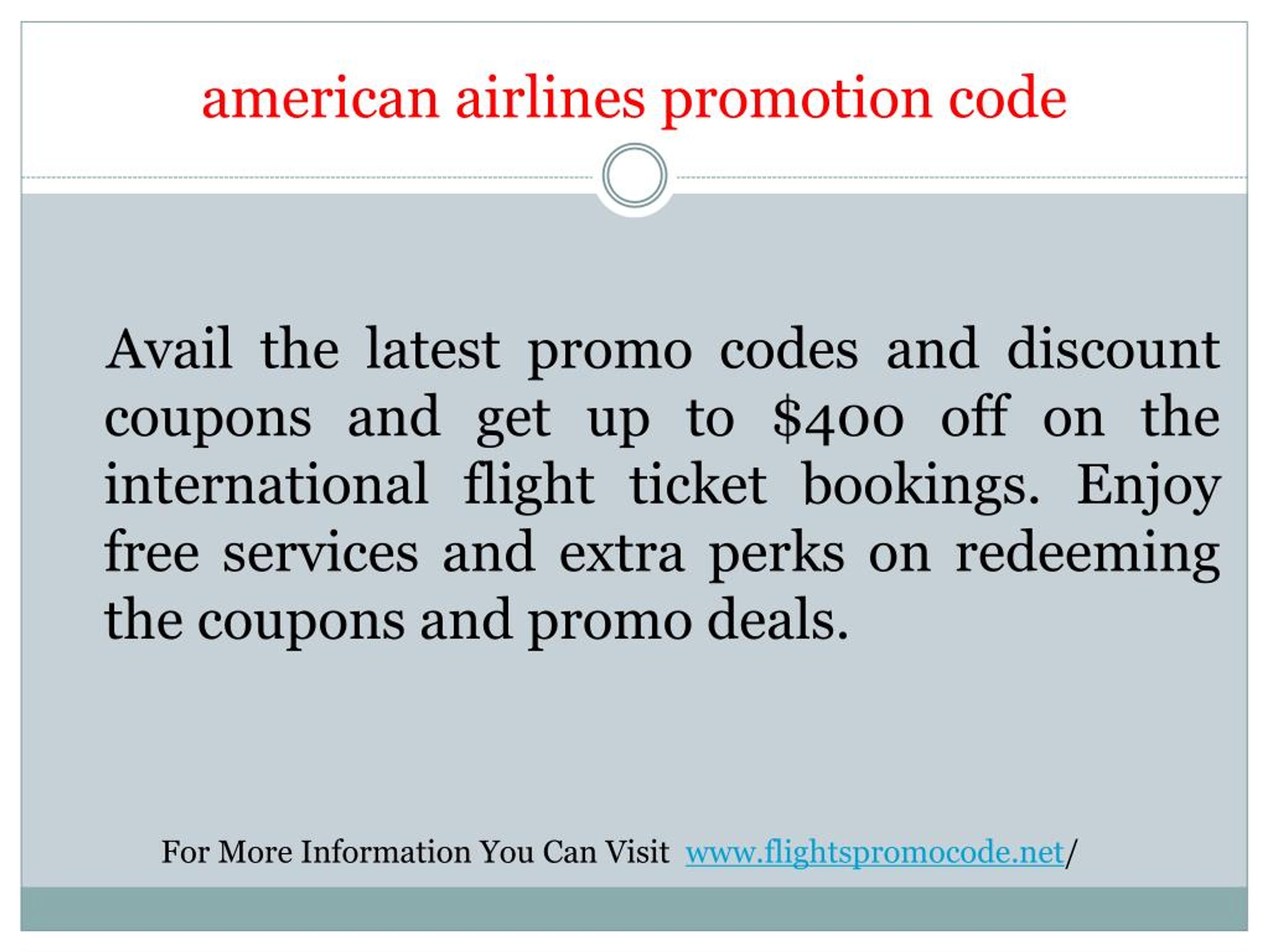 PPT Promotion Code American Airlines Save 200 PowerPoint