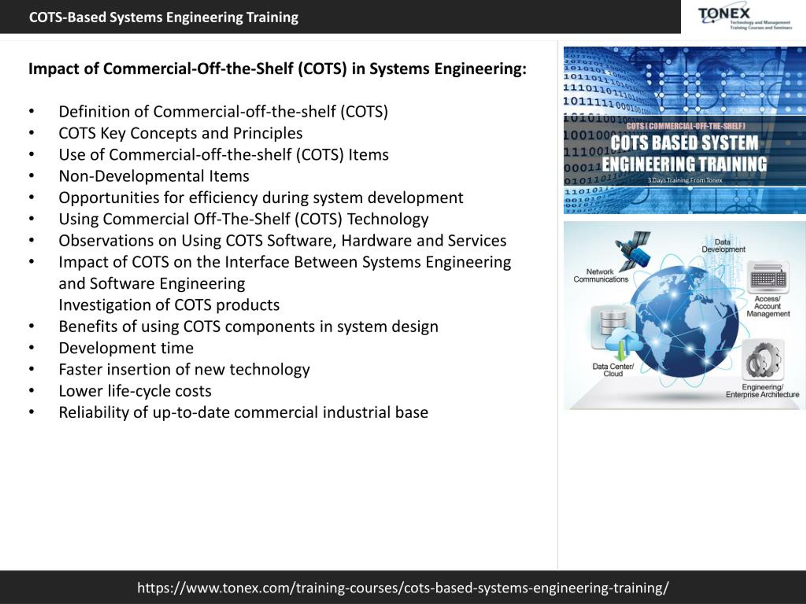 PPT COTS Based Systems Engineering Training Tonex Training