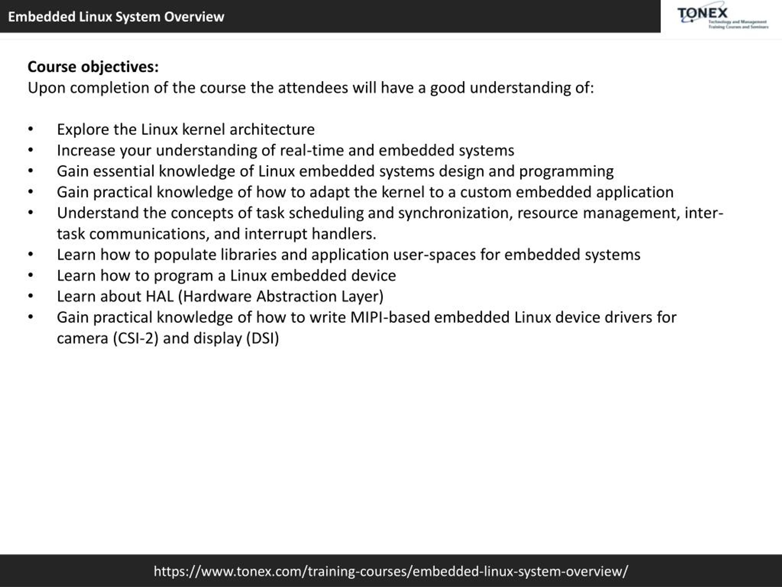 PPT Embedded Linux System Overview Tonex Training PowerPoint