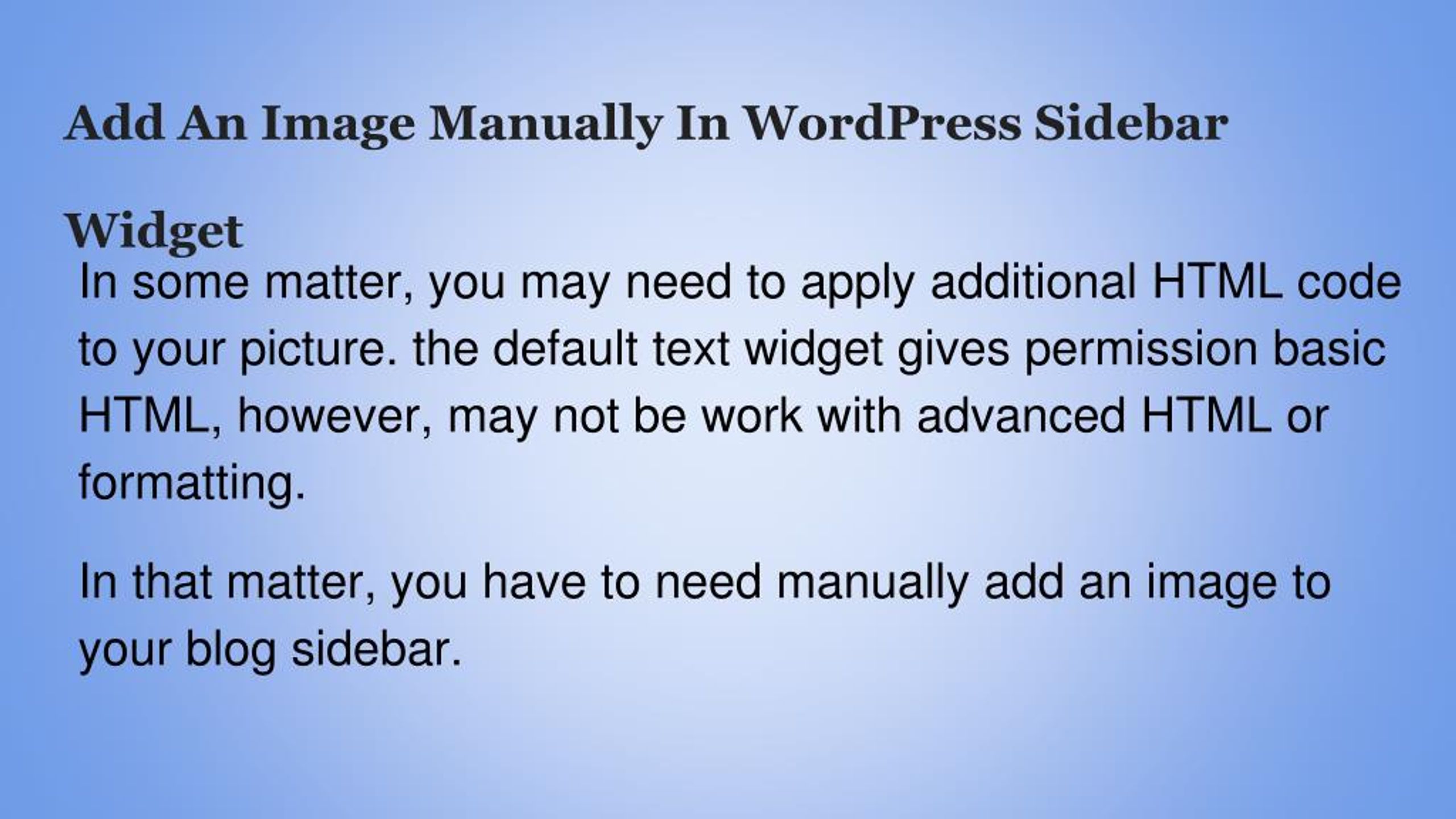 PPT How to Add an Image in WordPress Sidebar Widget PowerPoint