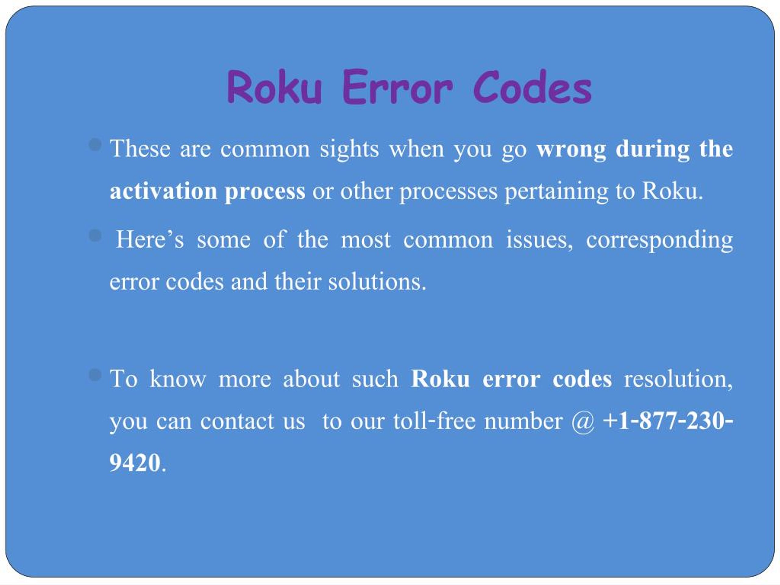 PPT Roku Error Codes PowerPoint Presentation, free download ID8089406