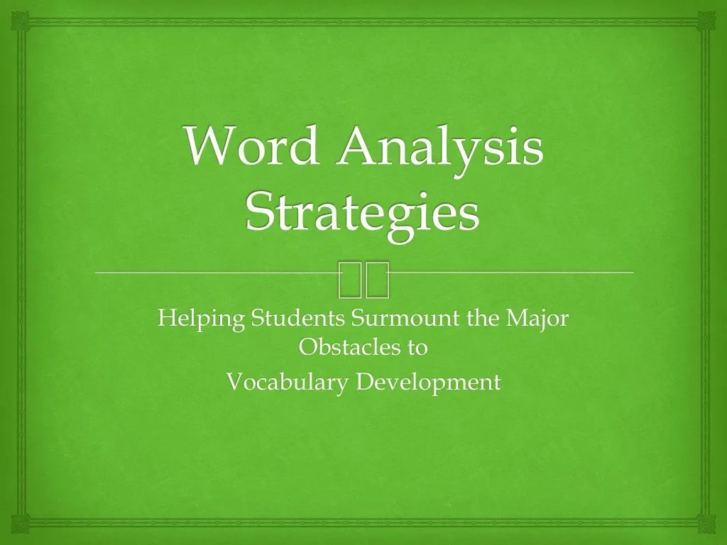 PPT Word Analysis Strategies PowerPoint Presentation, free download