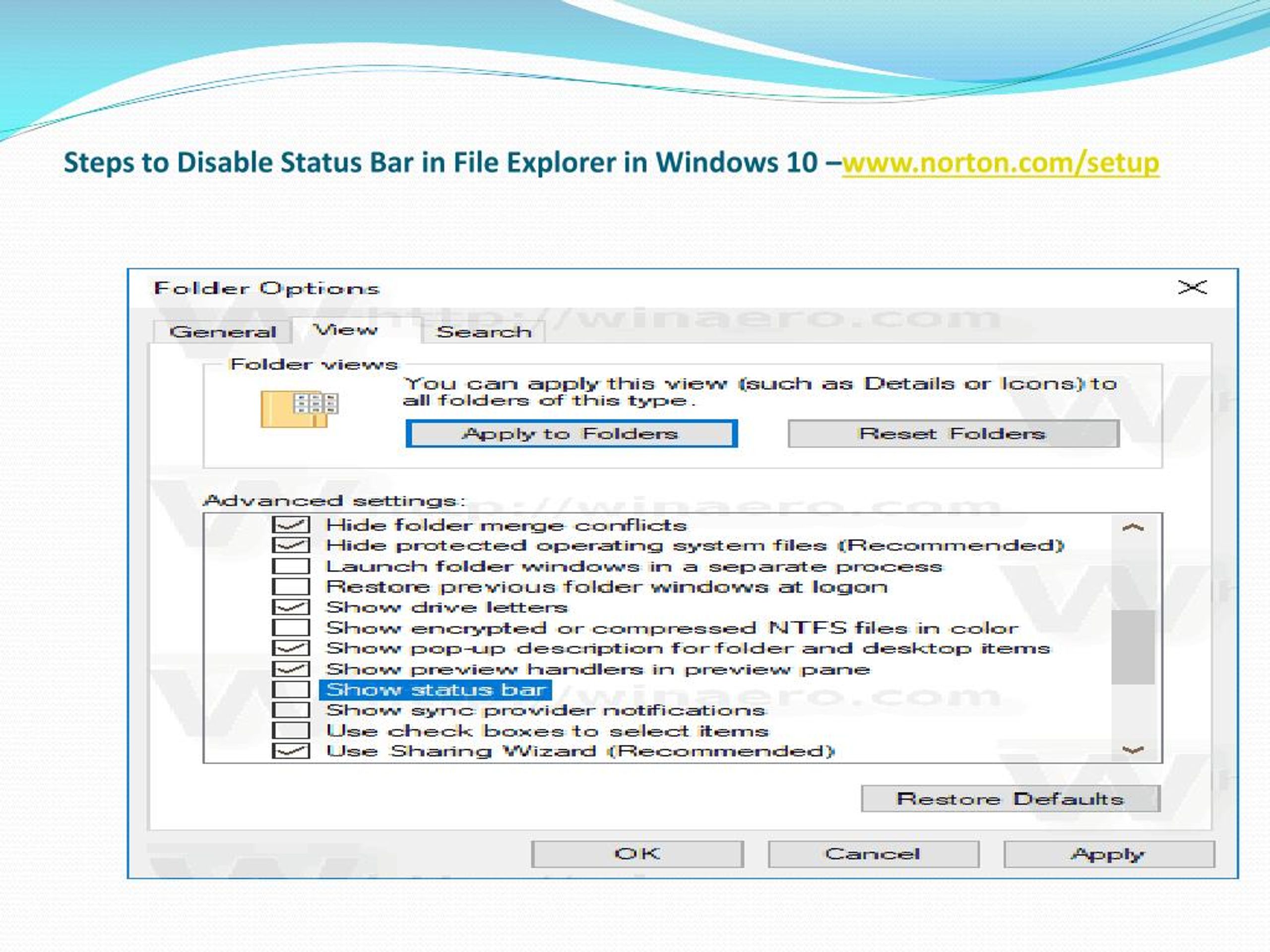 PPT How to Disable Status Bar in Windows 10 File Explorer? PowerPoint