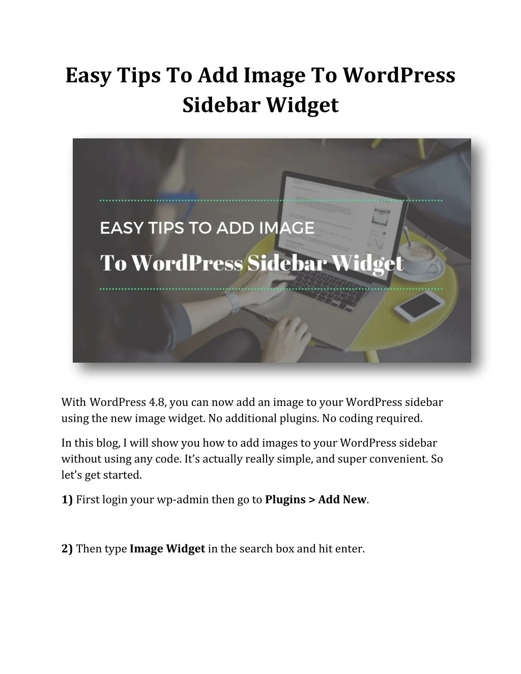 PPT Easy Tips To Add Image To WordPress Sidebar Widget PowerPoint Presentation ID8142524