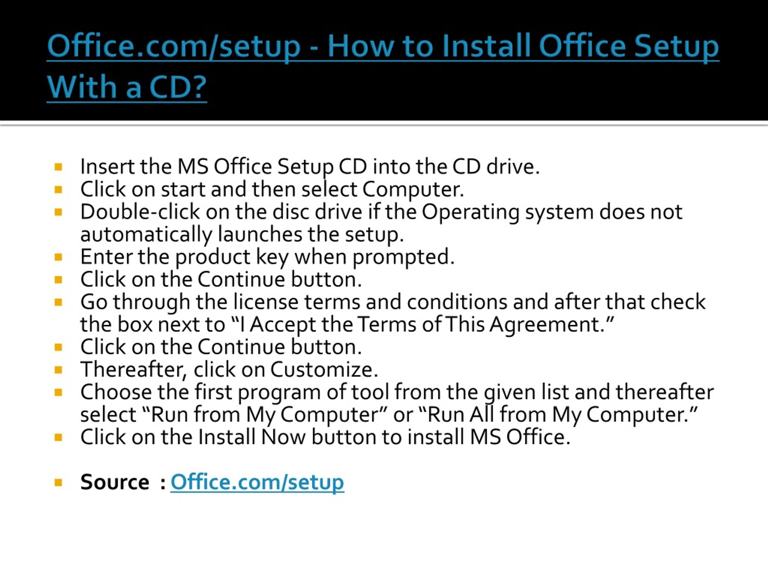 PPT How to Install Office Setup With a CD