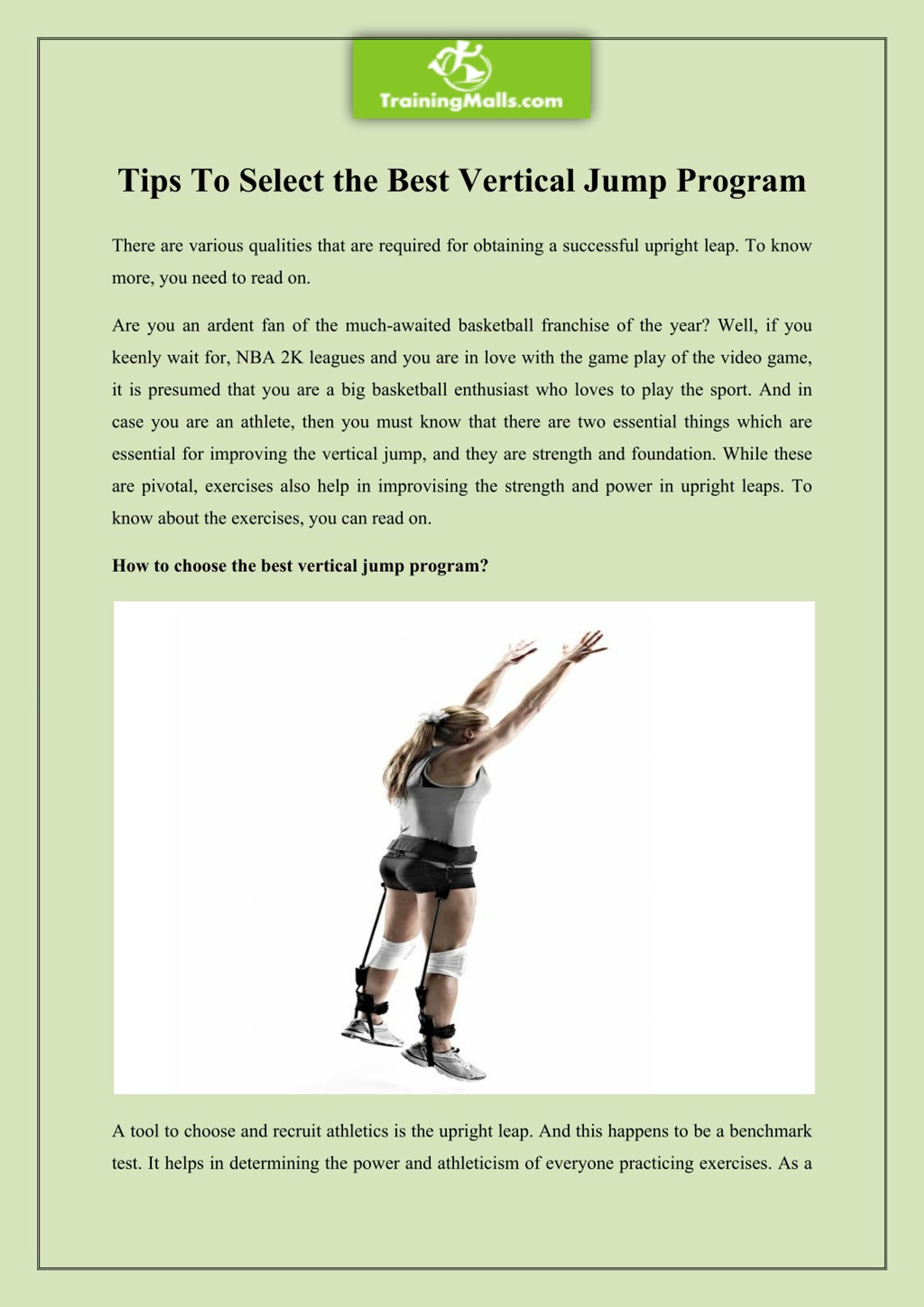 PPT Tips To Select the Best Vertical Jump Program PowerPoint