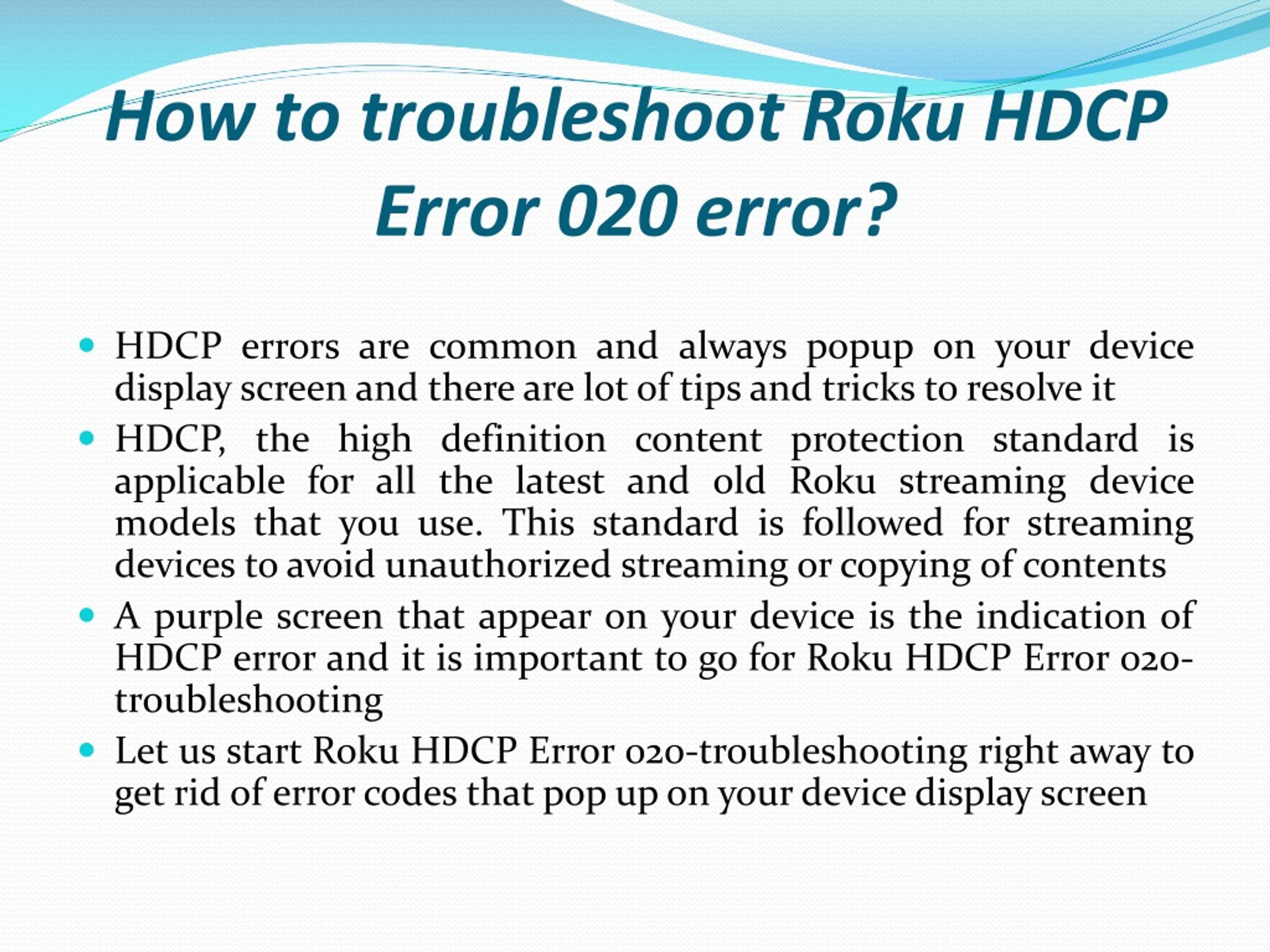 PPT Troubleshoot Roku HDCP error PowerPoint Presentation, free