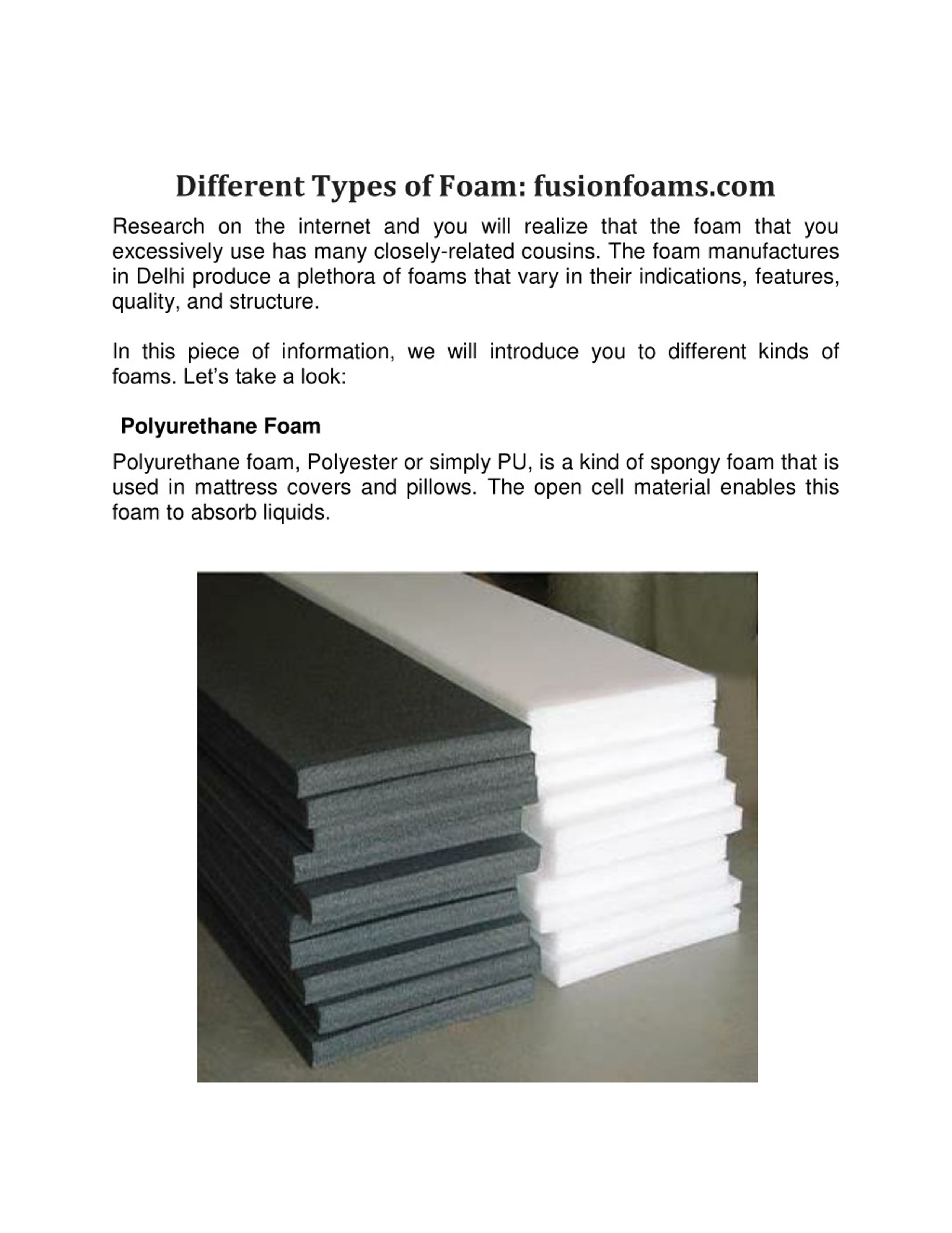 PPT Different Types of Foam PowerPoint Presentation