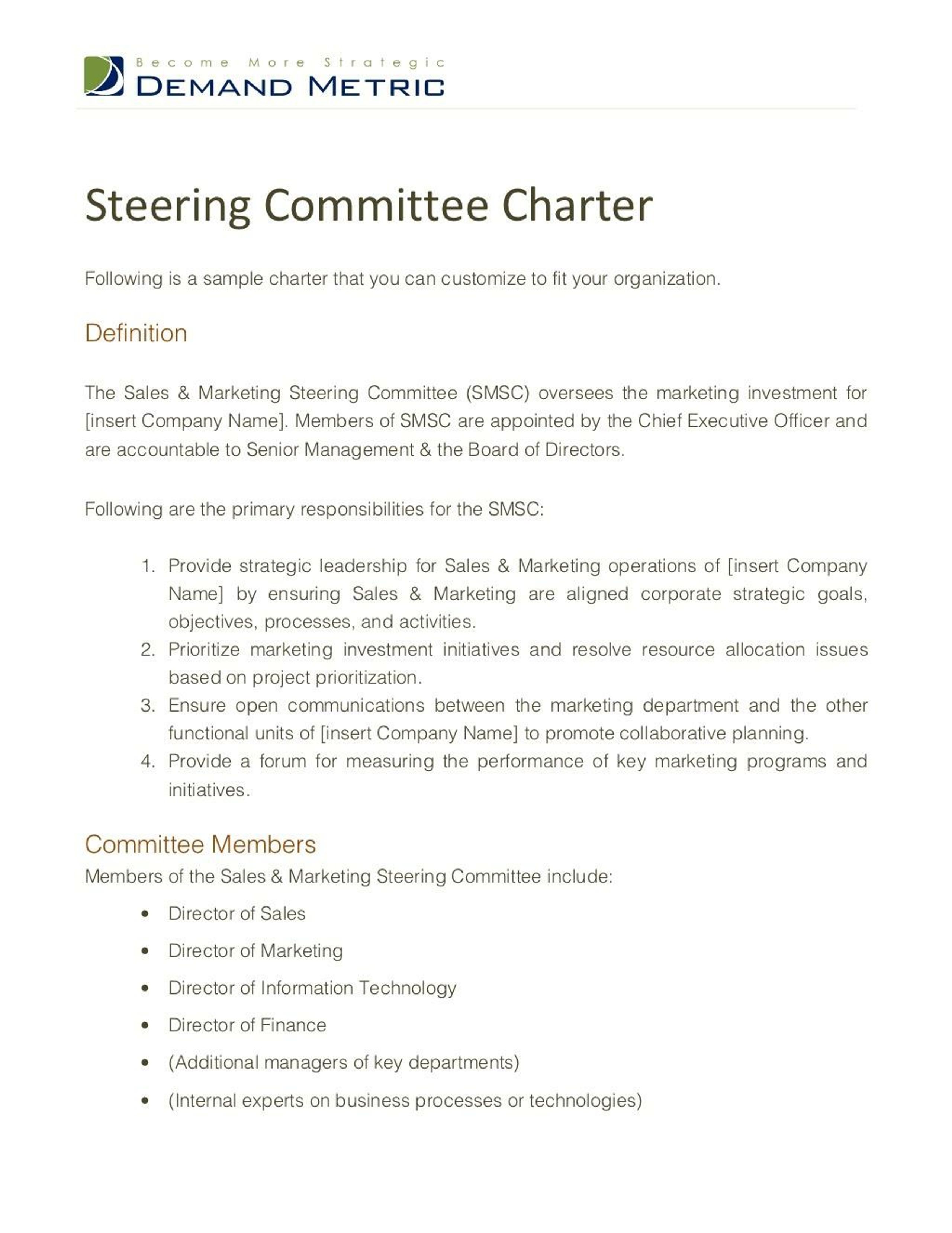 Steering Committee Agenda Template