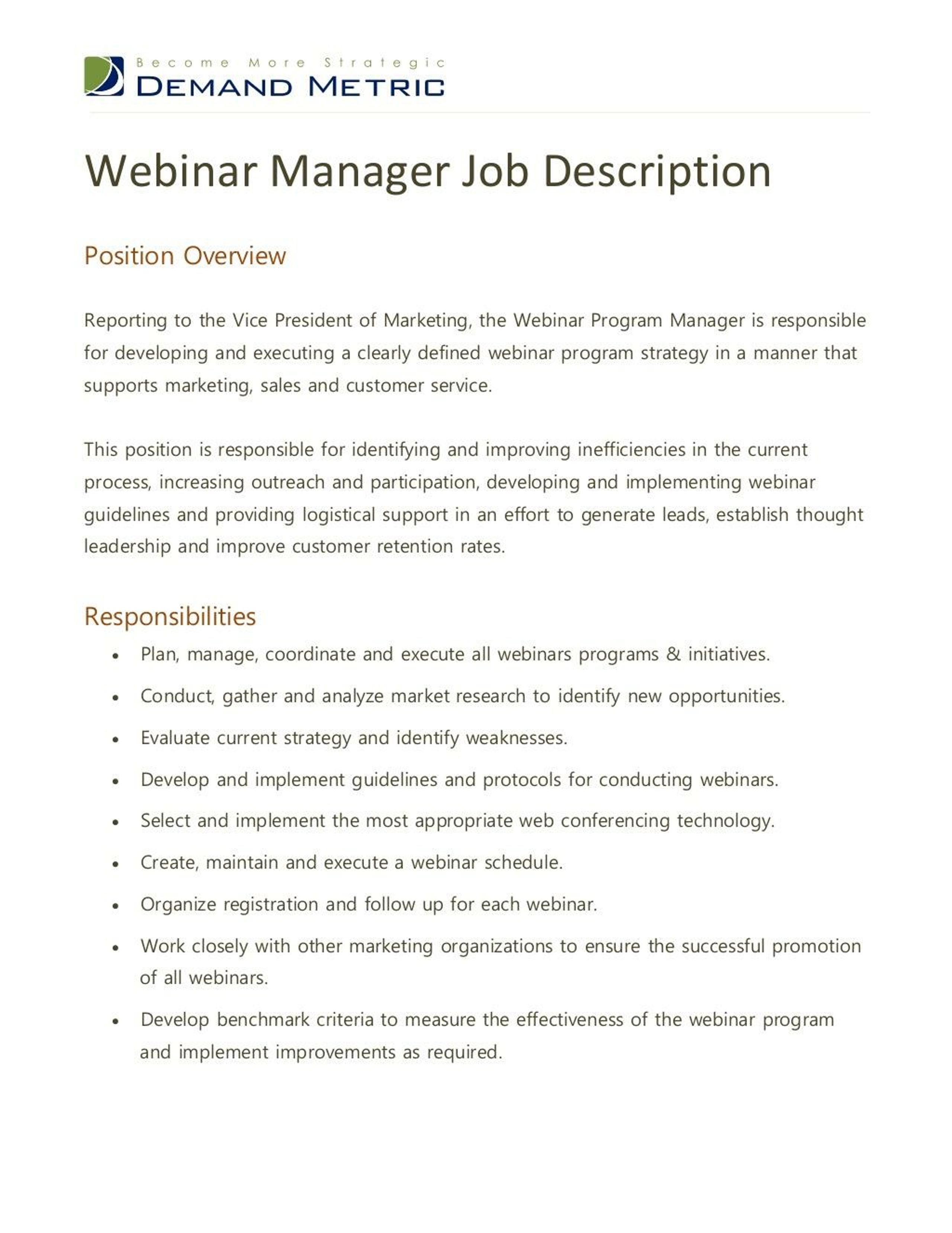 PPT inar program manager job description PowerPoint Presentation, free download ID8299435