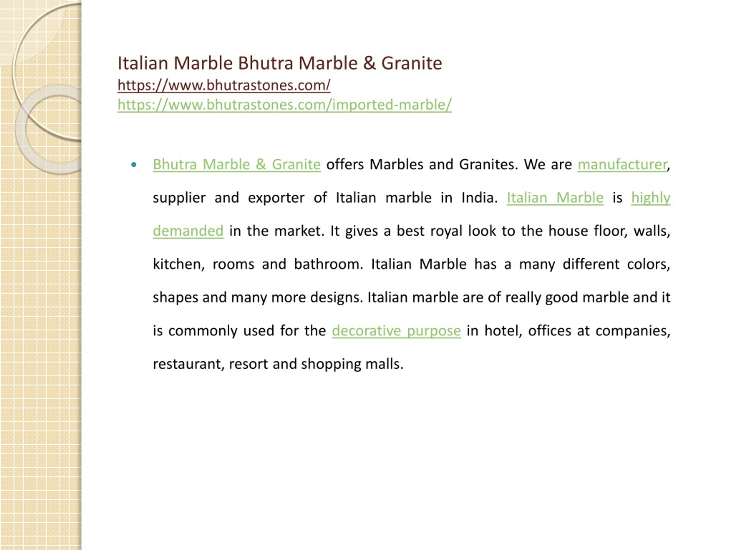 PPT Italian Marble Bhutra Marble & Granite PowerPoint Presentation