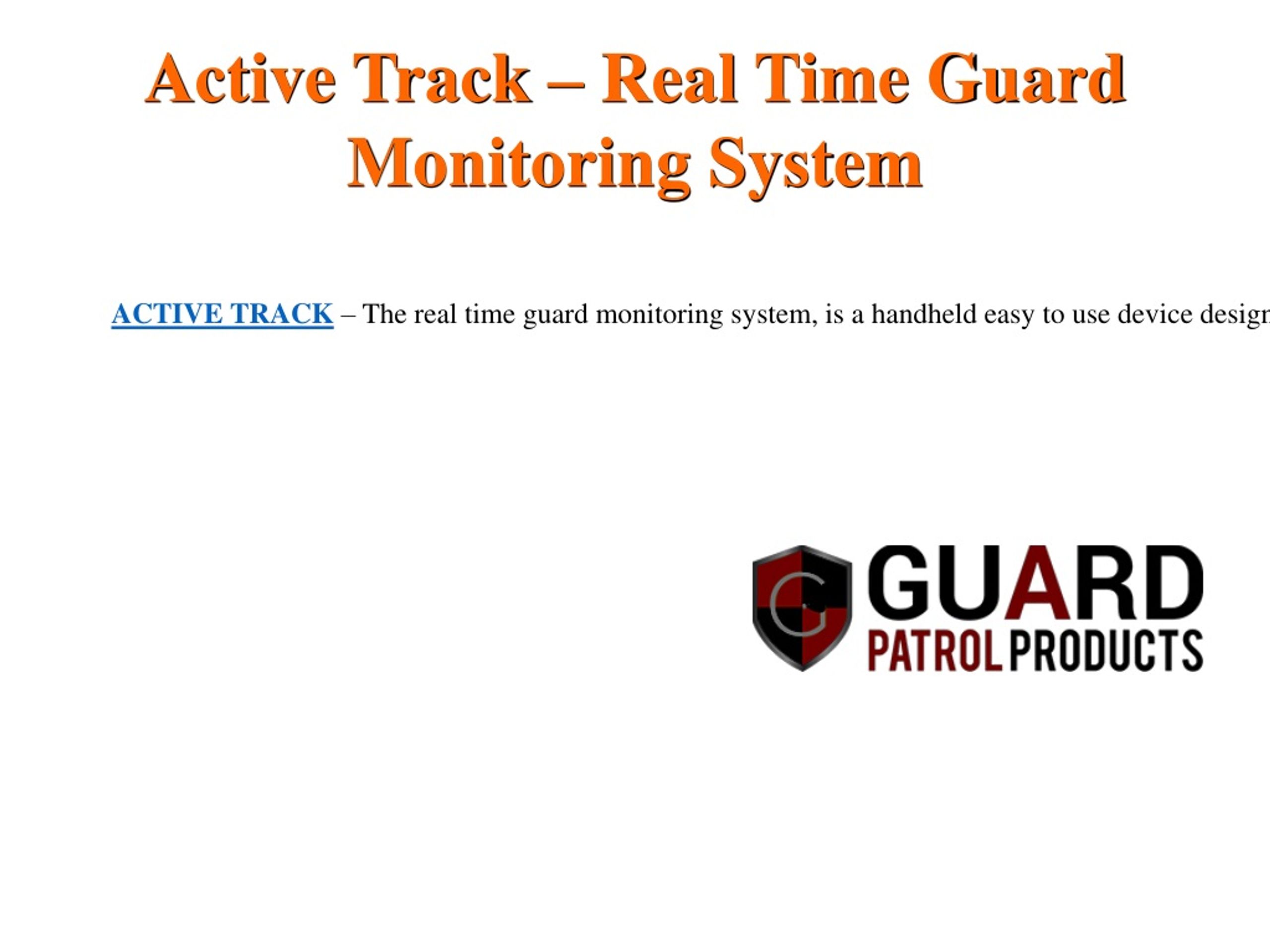 PPT Active Track Real Time Guard Monitoring System PowerPoint