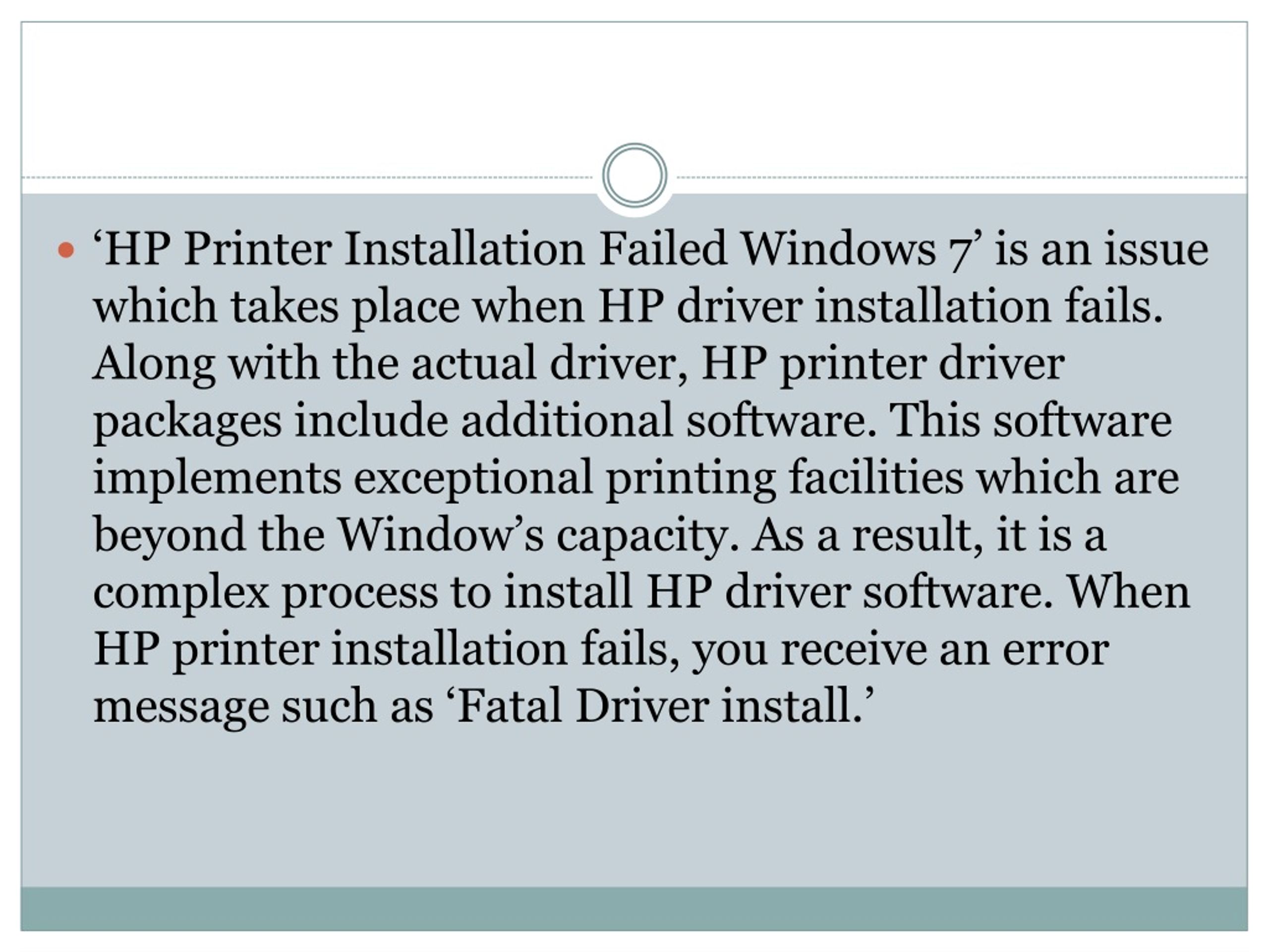 PPT Steps to Fix HP Printer Installation Failed Windows 7 PowerPoint