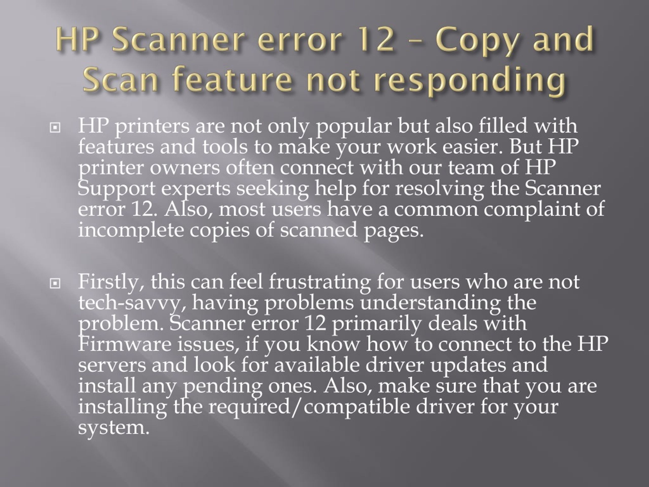 PPT Steps to Fix HP Scanner Not Working Error PowerPoint Presentation