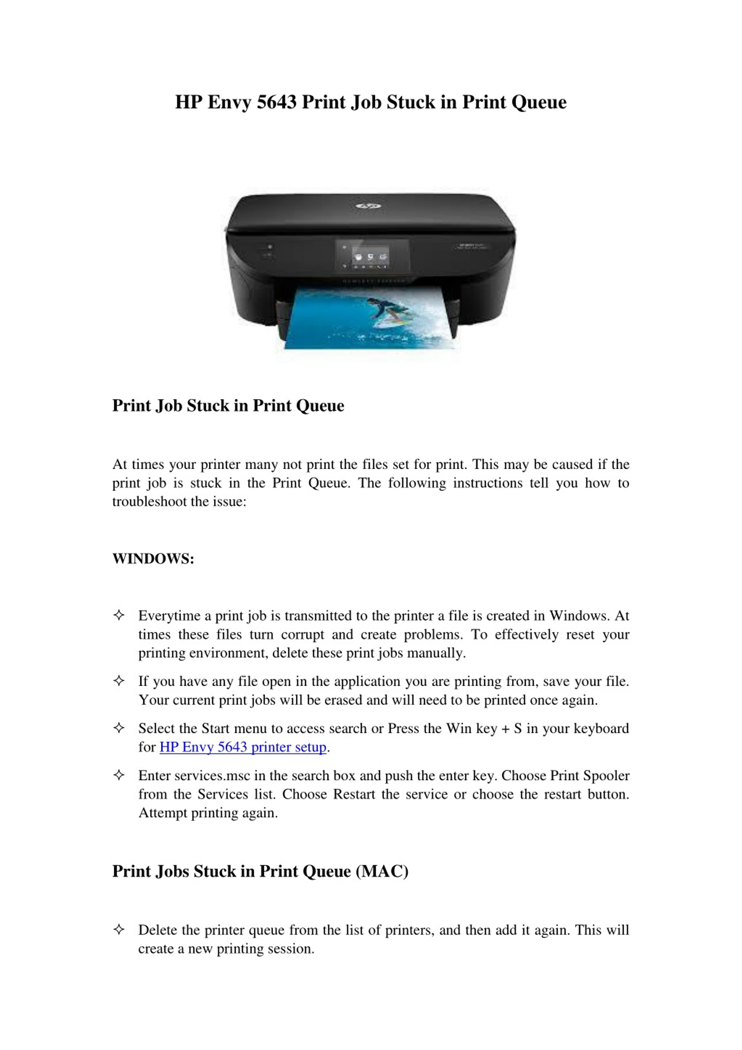 PPT Hp Envy 5643 Print Job Stuck In Print Queue PowerPoint